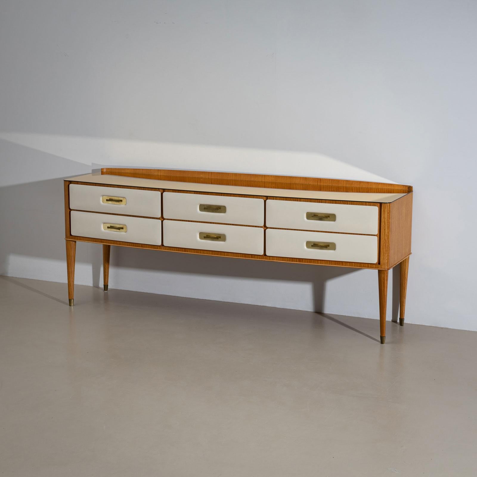 Mid-20th Century Sideboard with Parchment Front, Italy For Sale 1