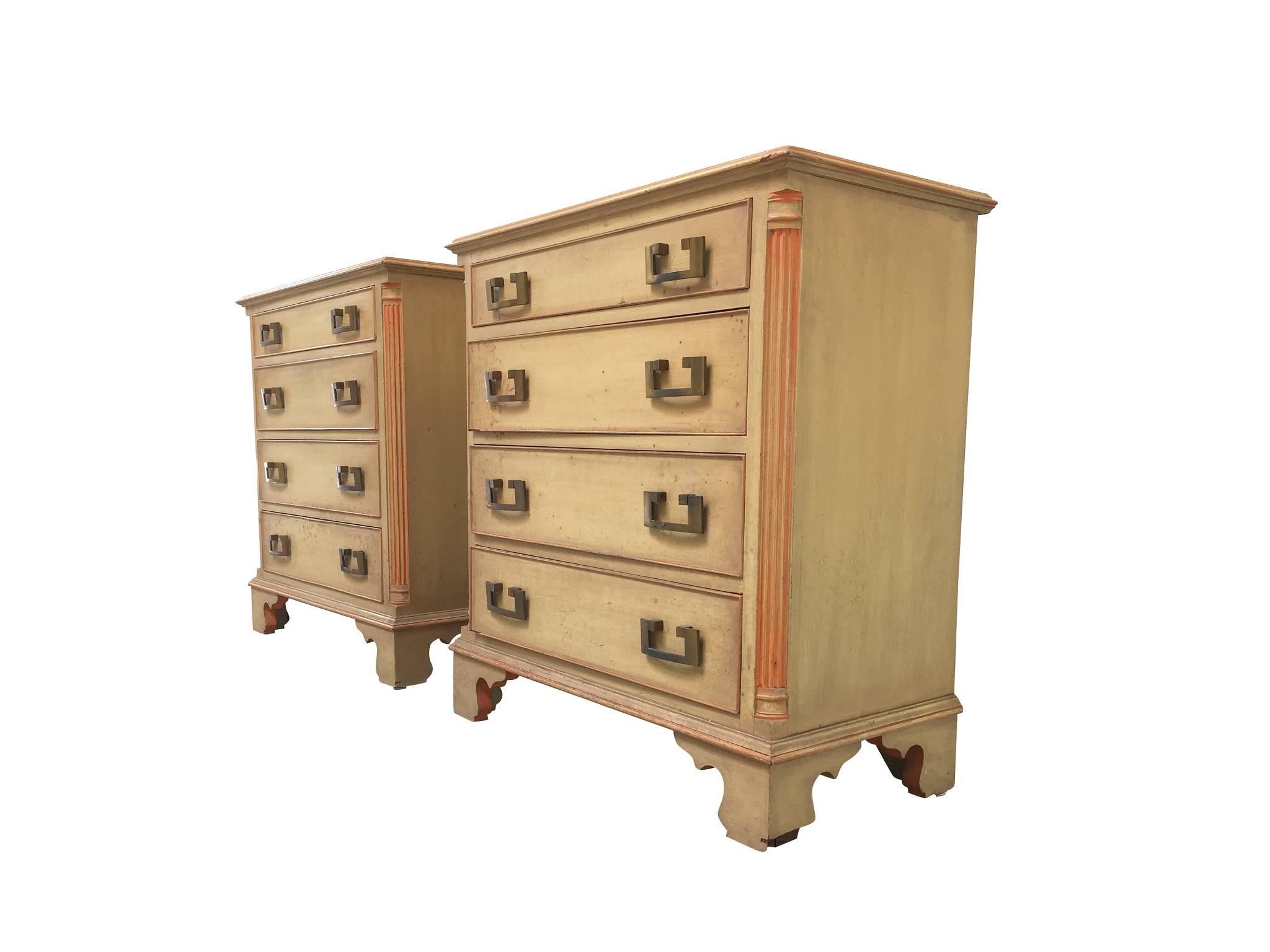 These chests of drawers not only provide ample storage space for your home, they also offer a touch of charm and a bright palette. They were crafted in the 1950s-1960s by the Kittinger Furniture Company. They are comprised of maple wood with recent