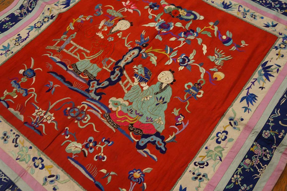 Mid-20th Century Mid 20th Century Silk Chinese Embroidery ( 2'4