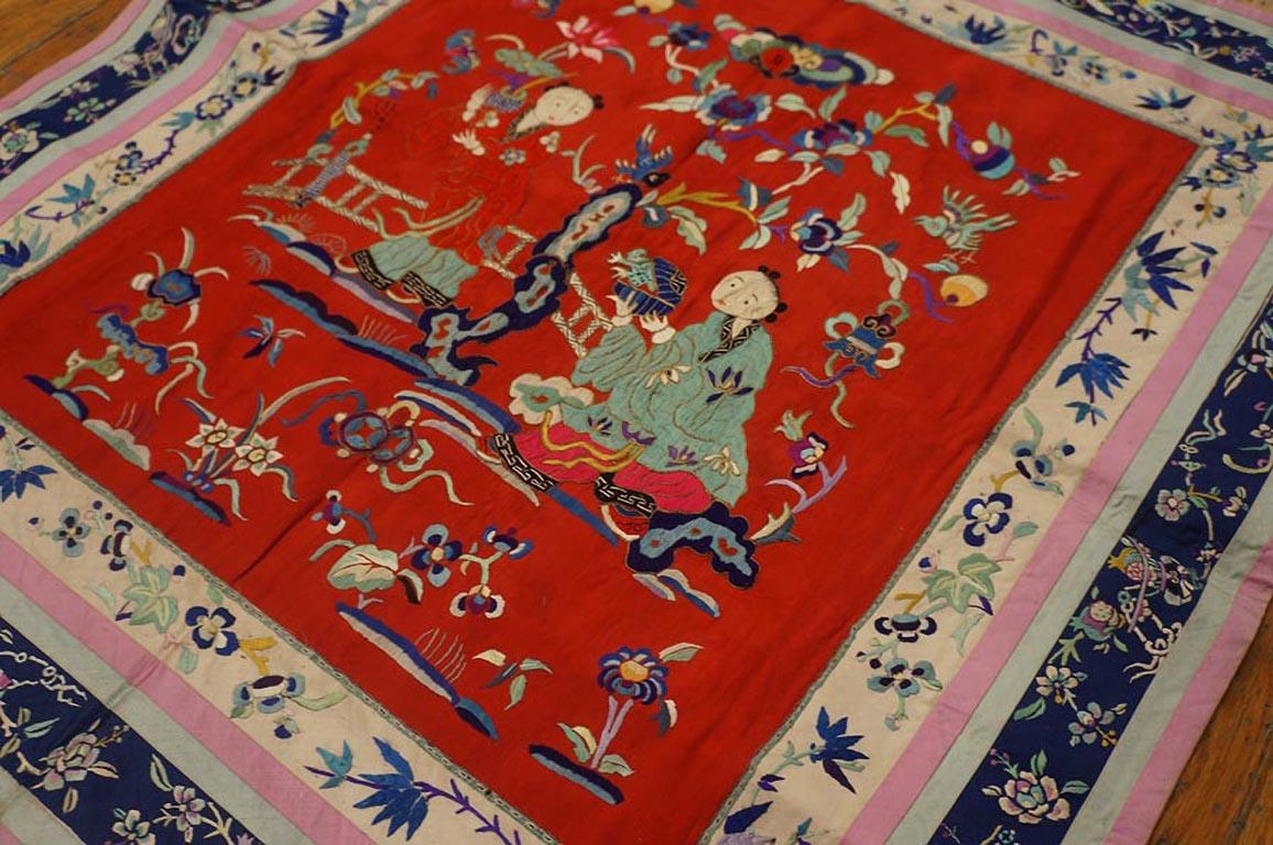 Mid 20th Century Silk Chinese Embroidery ( 2'4