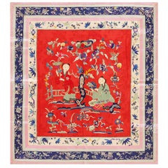 Mid 20th Century Silk Chinese Embroidery ( 2'4" x 2'6" - 70 x 75 )