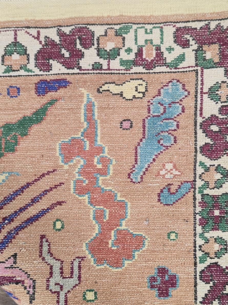 Mitte des 20. Jahrhunderts Seide Drachen Teppich mit Korallen Hintergrund - 79