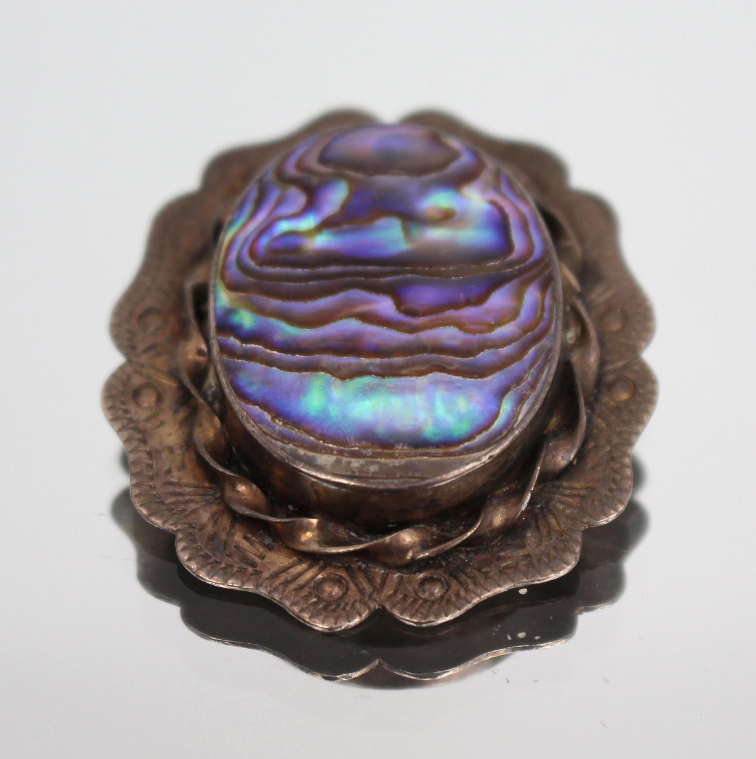 Mid 20th Century Silver and Abalone Brooch In Good Condition For Sale In Worcester, GB