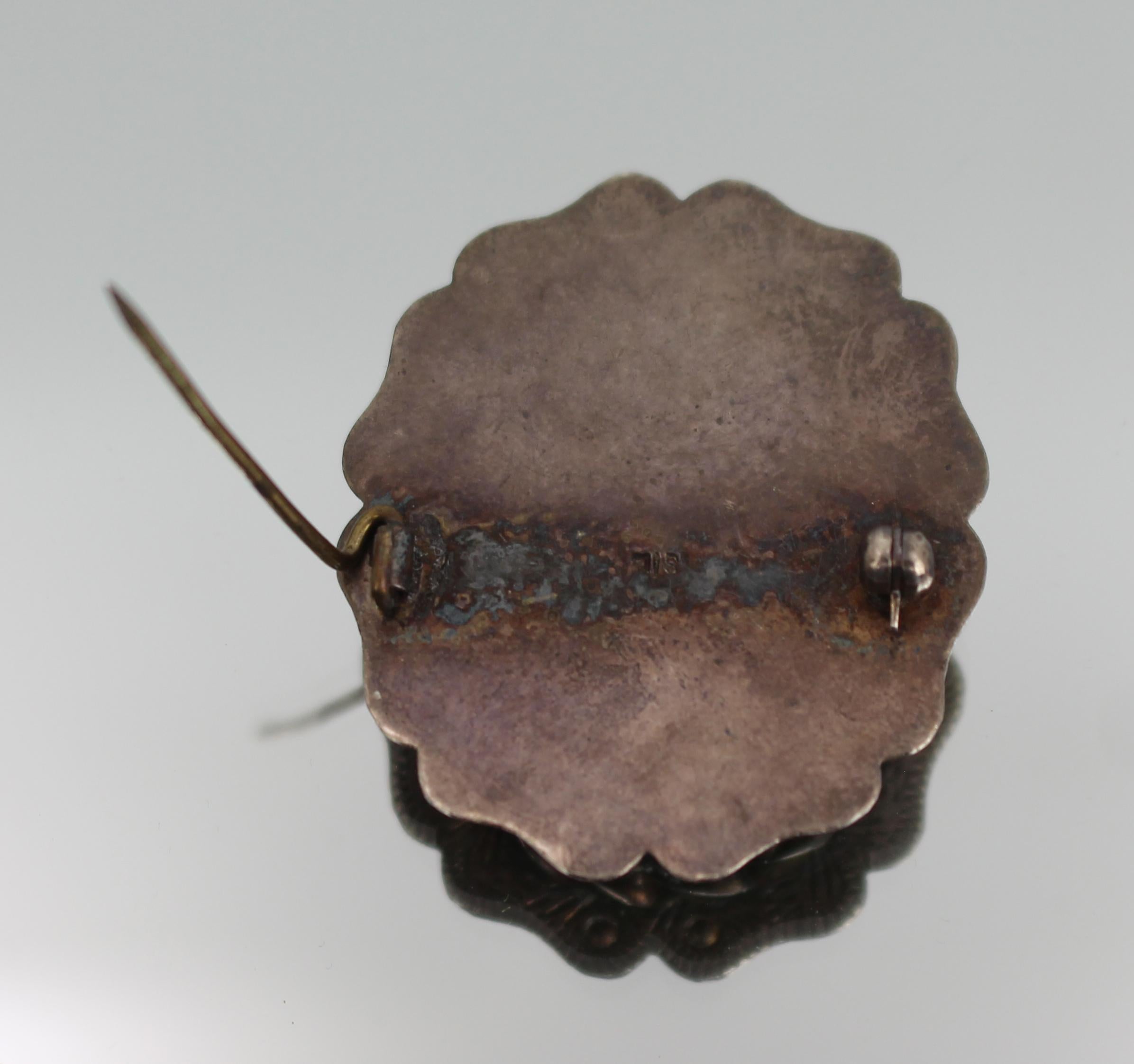 Mid 20th Century Silver and Abalone Brooch For Sale 2
