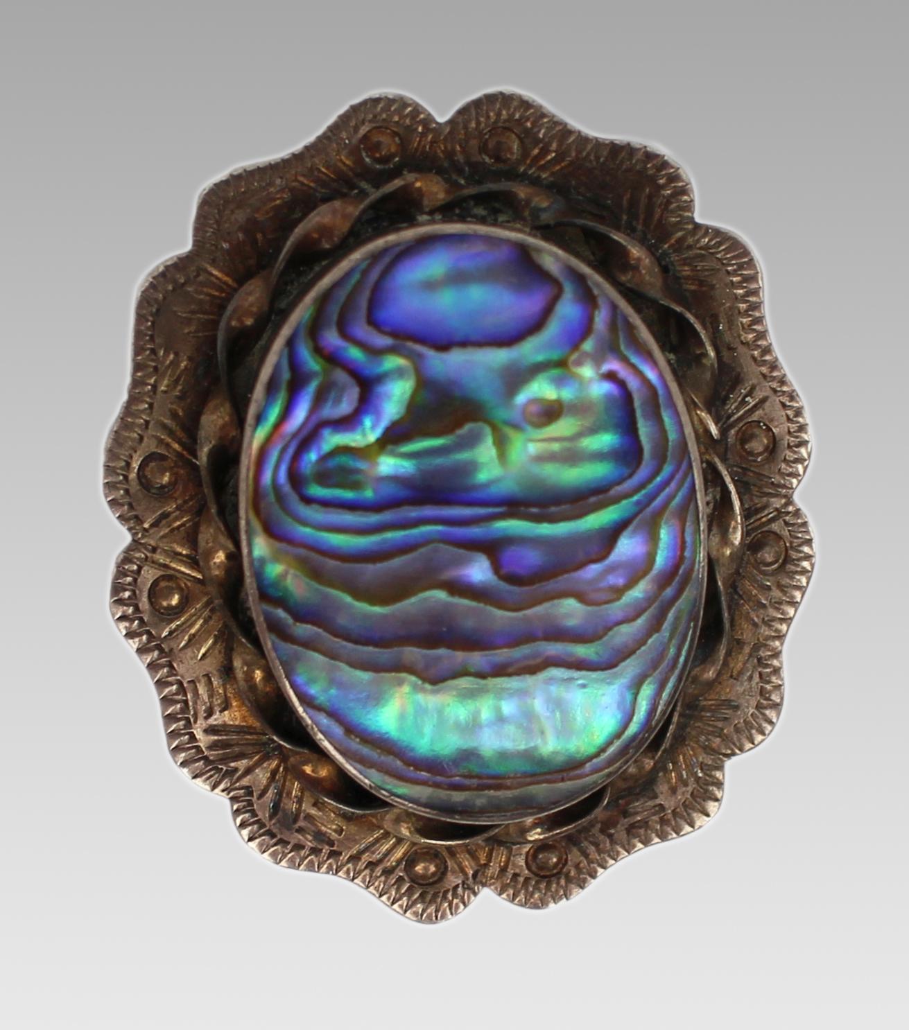 Mid 20th Century Silver and Abalone Brooch For Sale 3