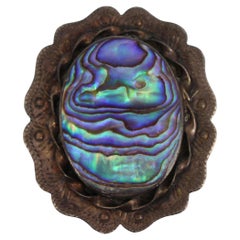 Mid 20th Century Silver and Abalone Brooch