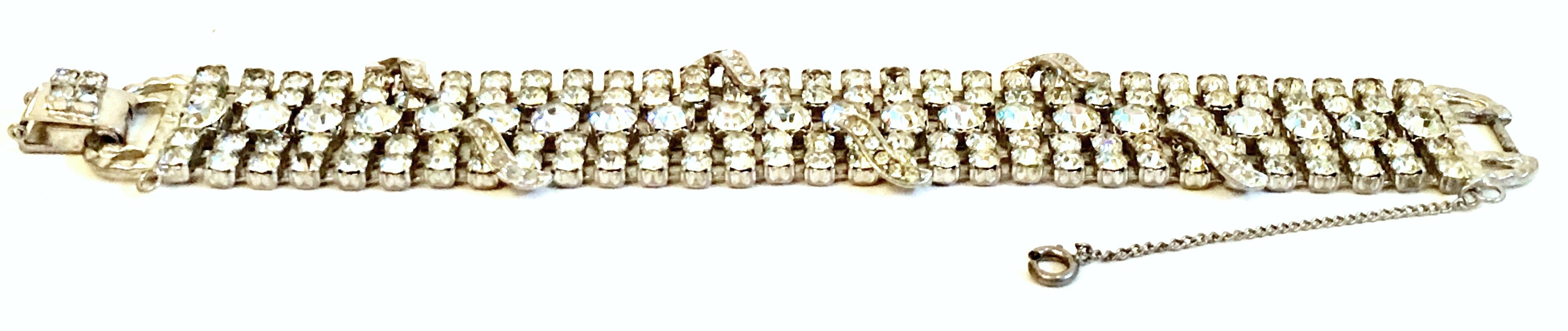 Mid-20th Century Silver & Austrian Crystal Art Deco Bracelet For Sale 1