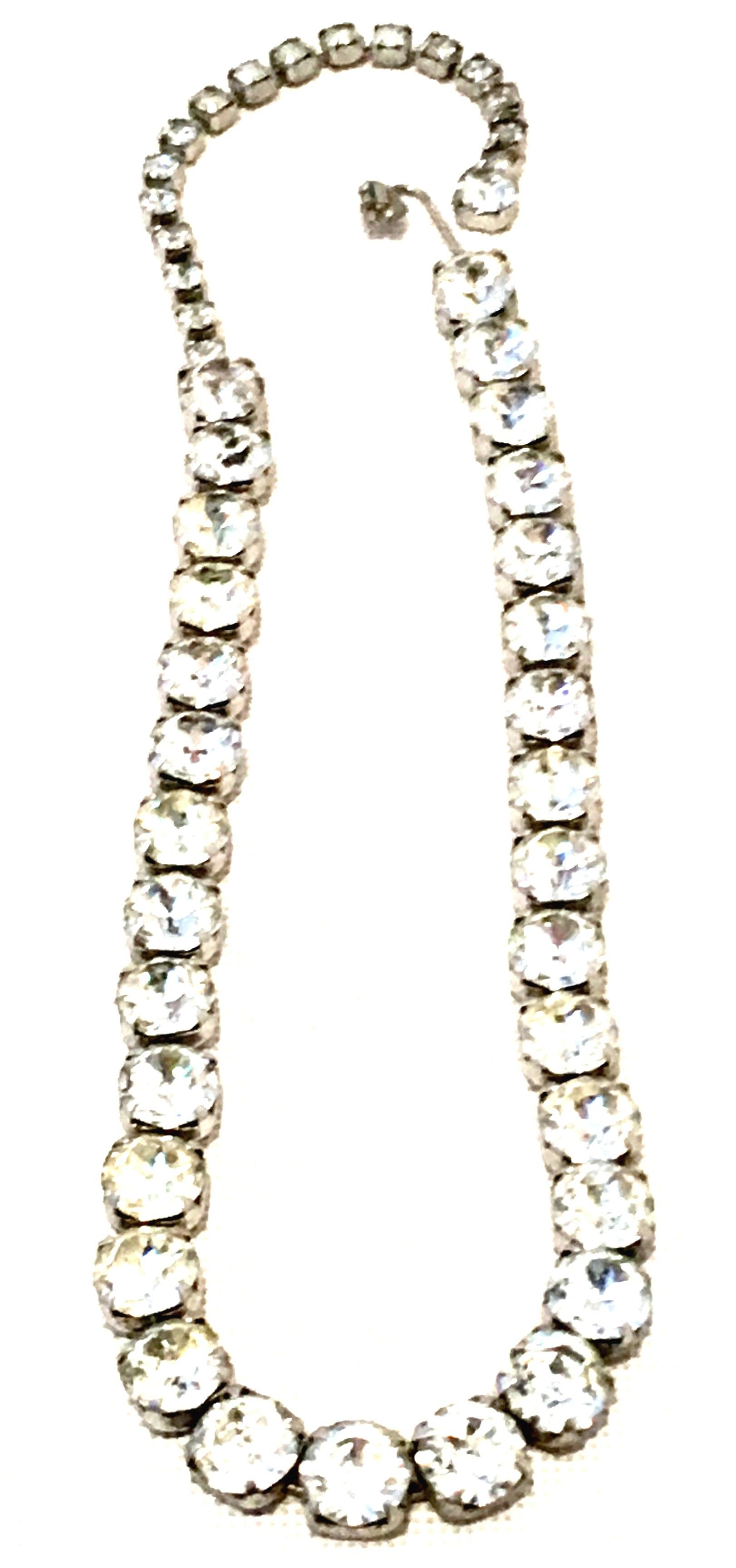 Women's or Men's Mid-20th Century Silver & Austrian Crystal Choker Style Necklace