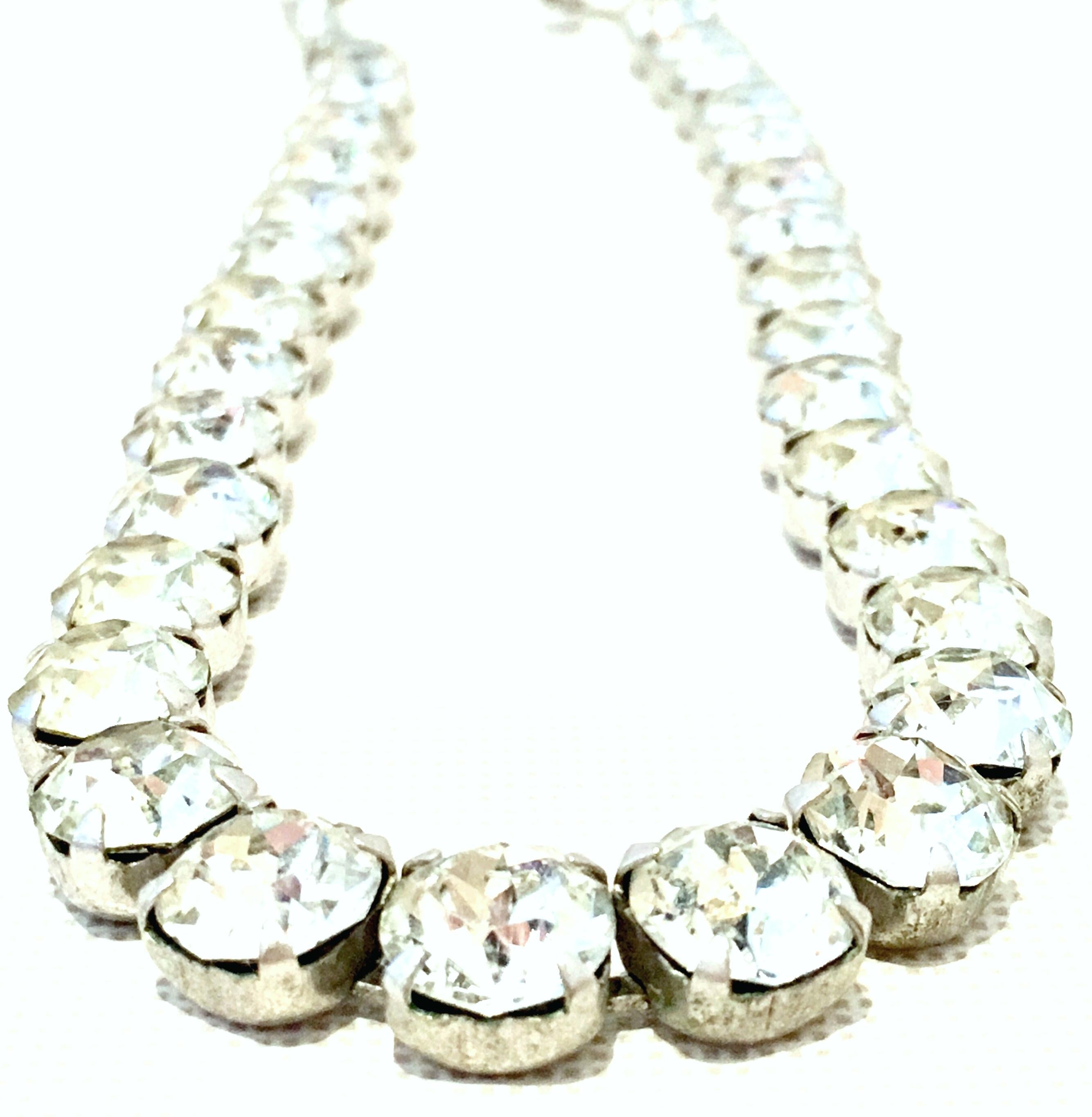 Mid-20th Century Silver & Austrian Crystal Choker Style Necklace 1
