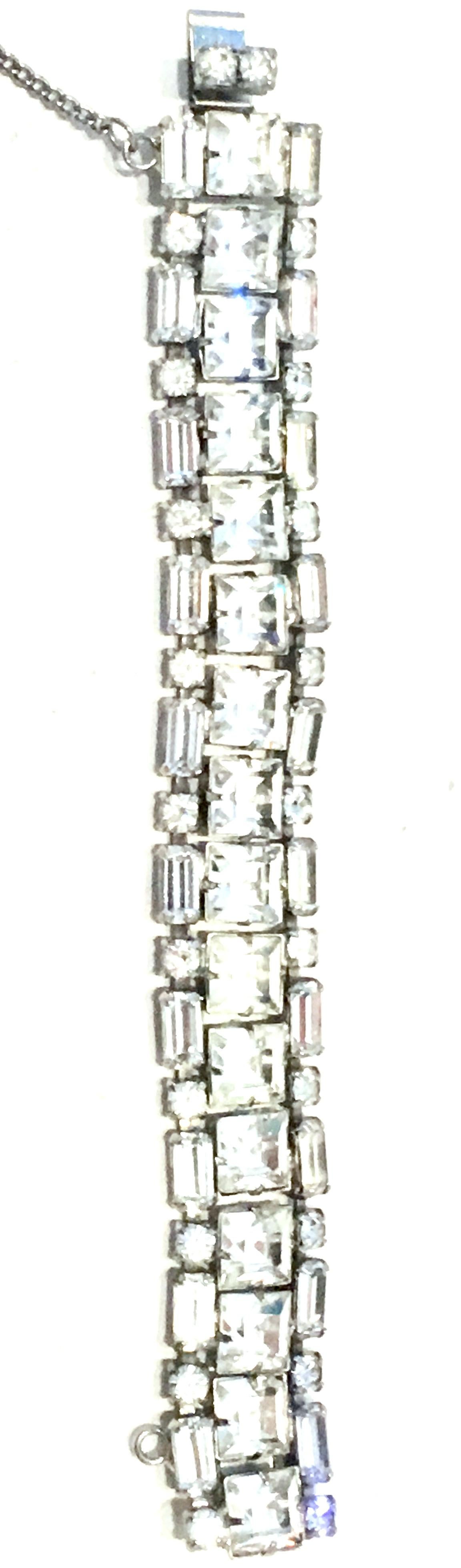 Art Deco Mid-20th Century Silver & Austrian Crystal Link Bracelet By, Weiss