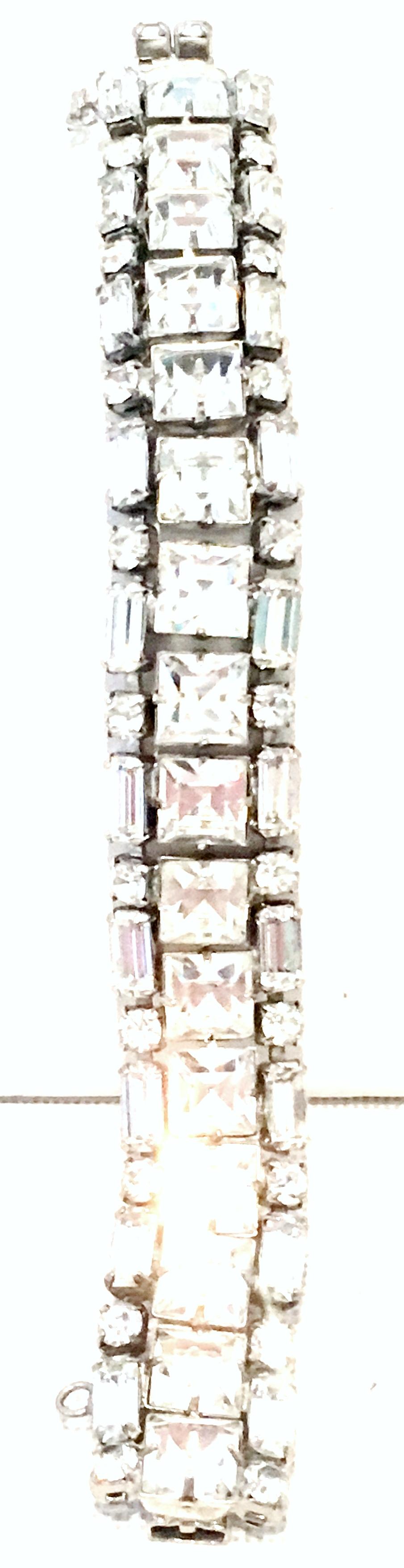 Mid-20th Century Silver & Austrian Crystal Link Bracelet By, Weiss In Good Condition In West Palm Beach, FL