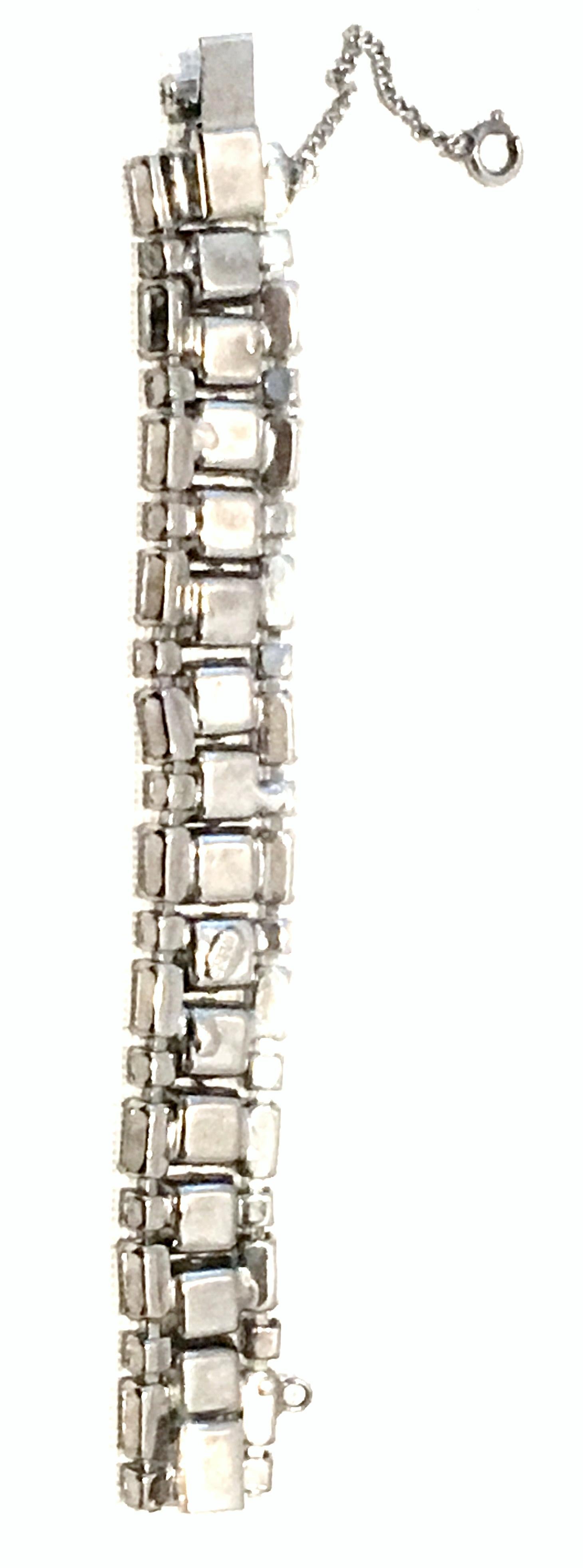 Mid-20th Century Silver & Austrian Crystal Link Bracelet By, Weiss 3