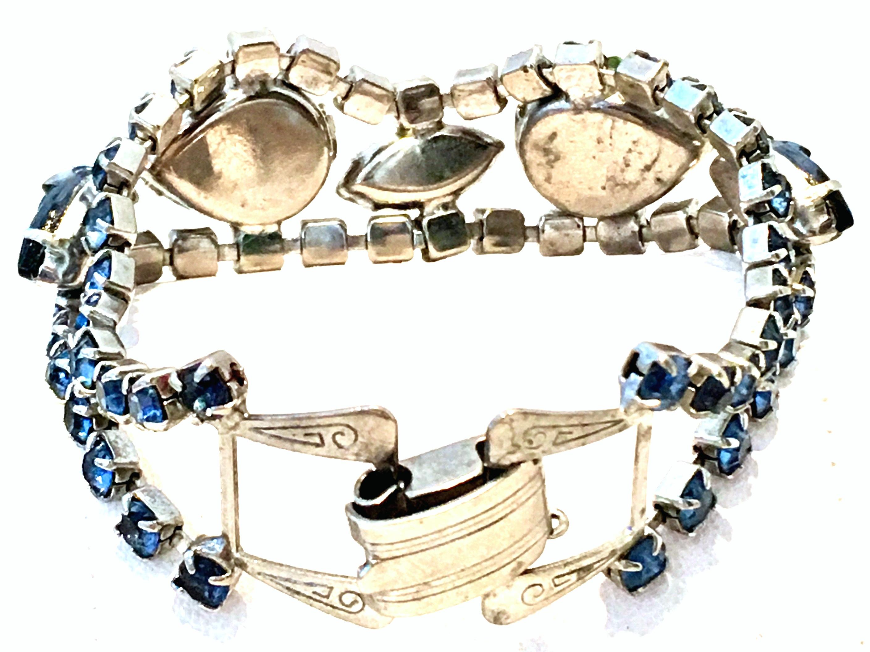 Mid-20th Century Silver, Austrian Crystal & Molded Glass Bracelet 2