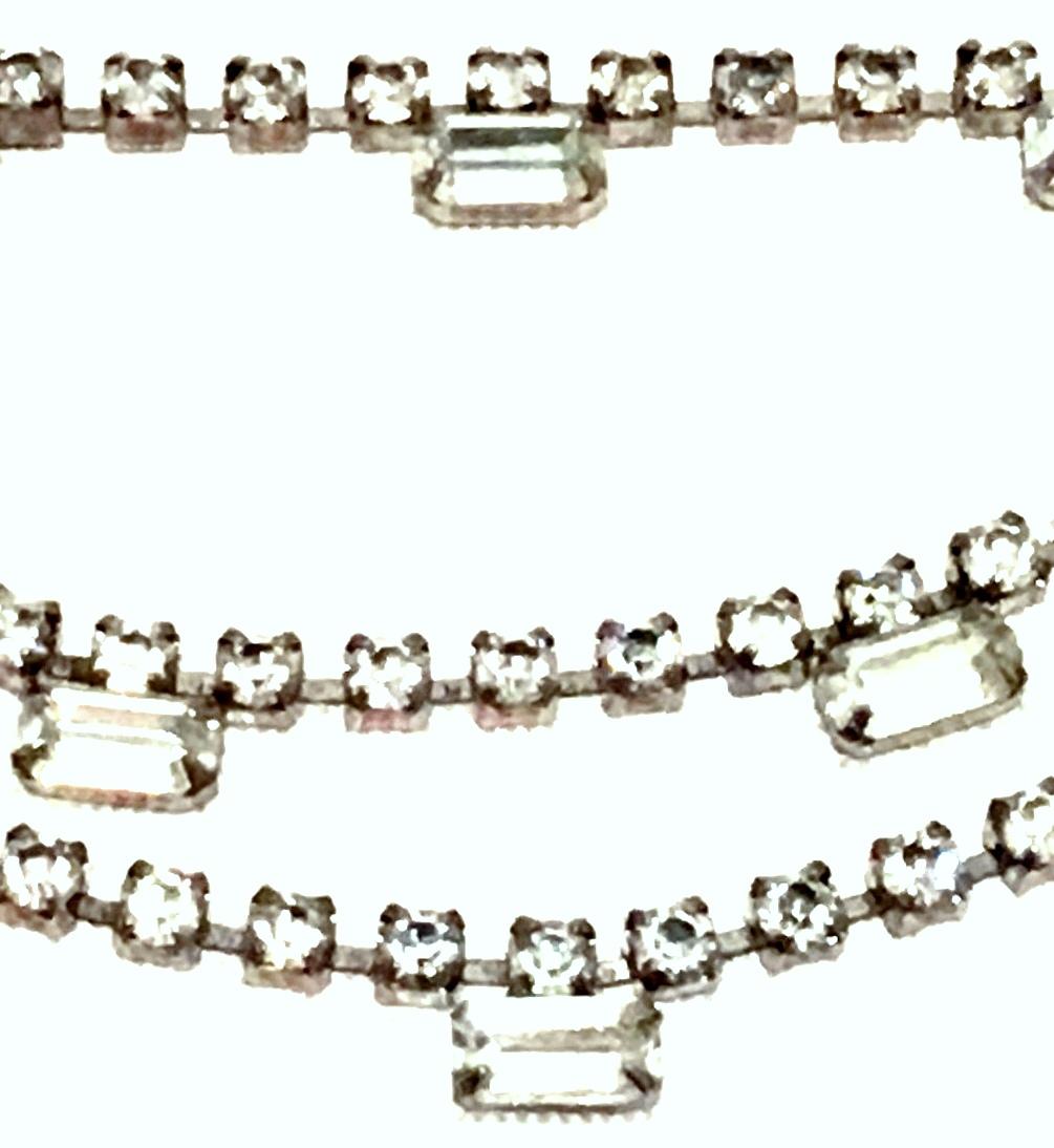 Mid-20th Century Silver & Austrian Crystal Triple Strand Choker Style Necklace im Angebot 1