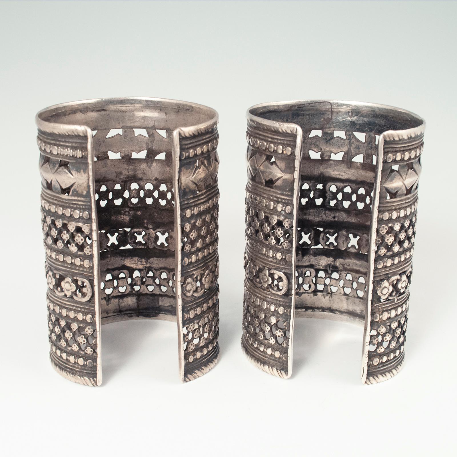 Tribal Mid-20th Century Silver Cuffs, Hazara Triba, Afghanistan For Sale