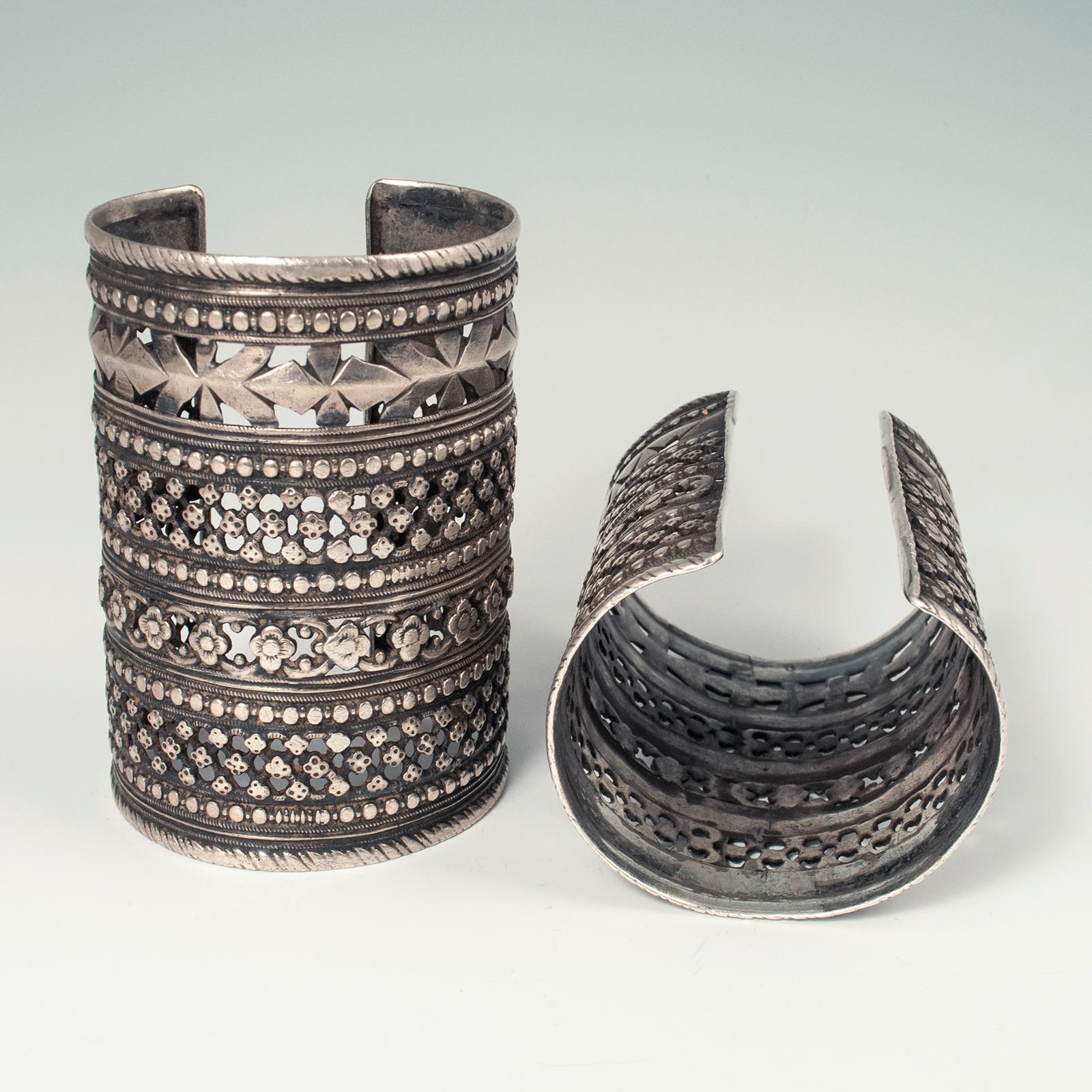 Hand-Crafted Mid-20th Century Silver Cuffs, Hazara Triba, Afghanistan For Sale