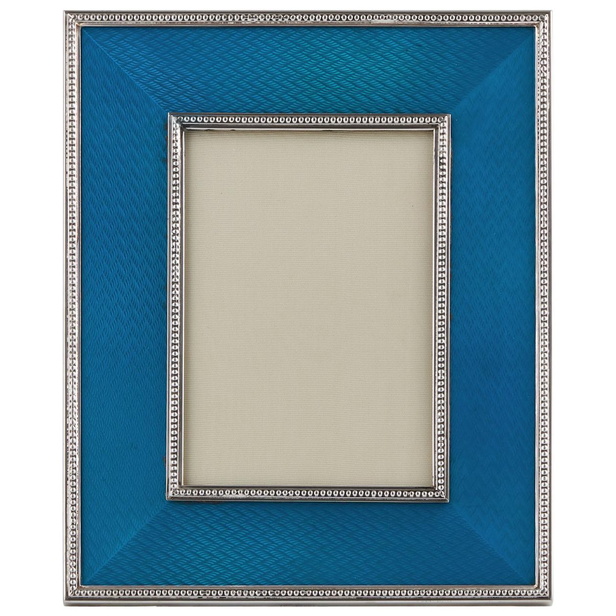 Mid-20th C  Sterling Silver & Enamel Vintage Photo Frame by Christian Dior 1970