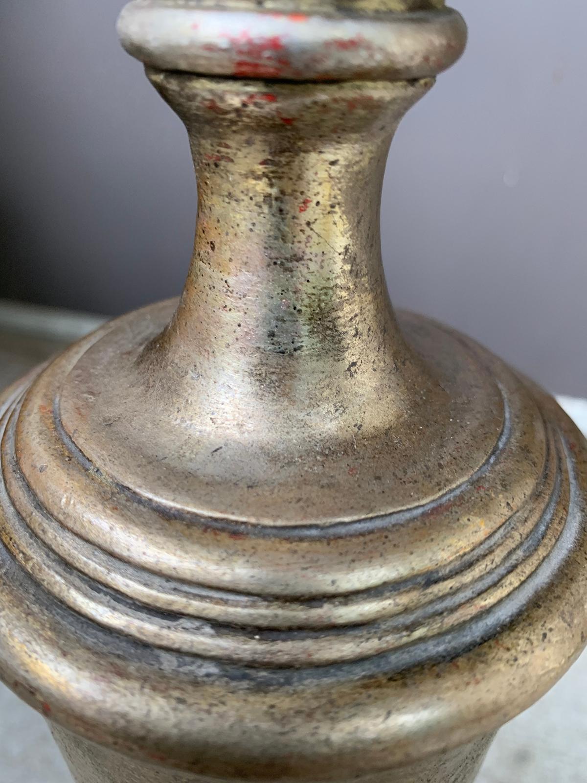 Mid-20th Century Silver Gilt Urn Lamp on Octagonal Custom Base For Sale 6