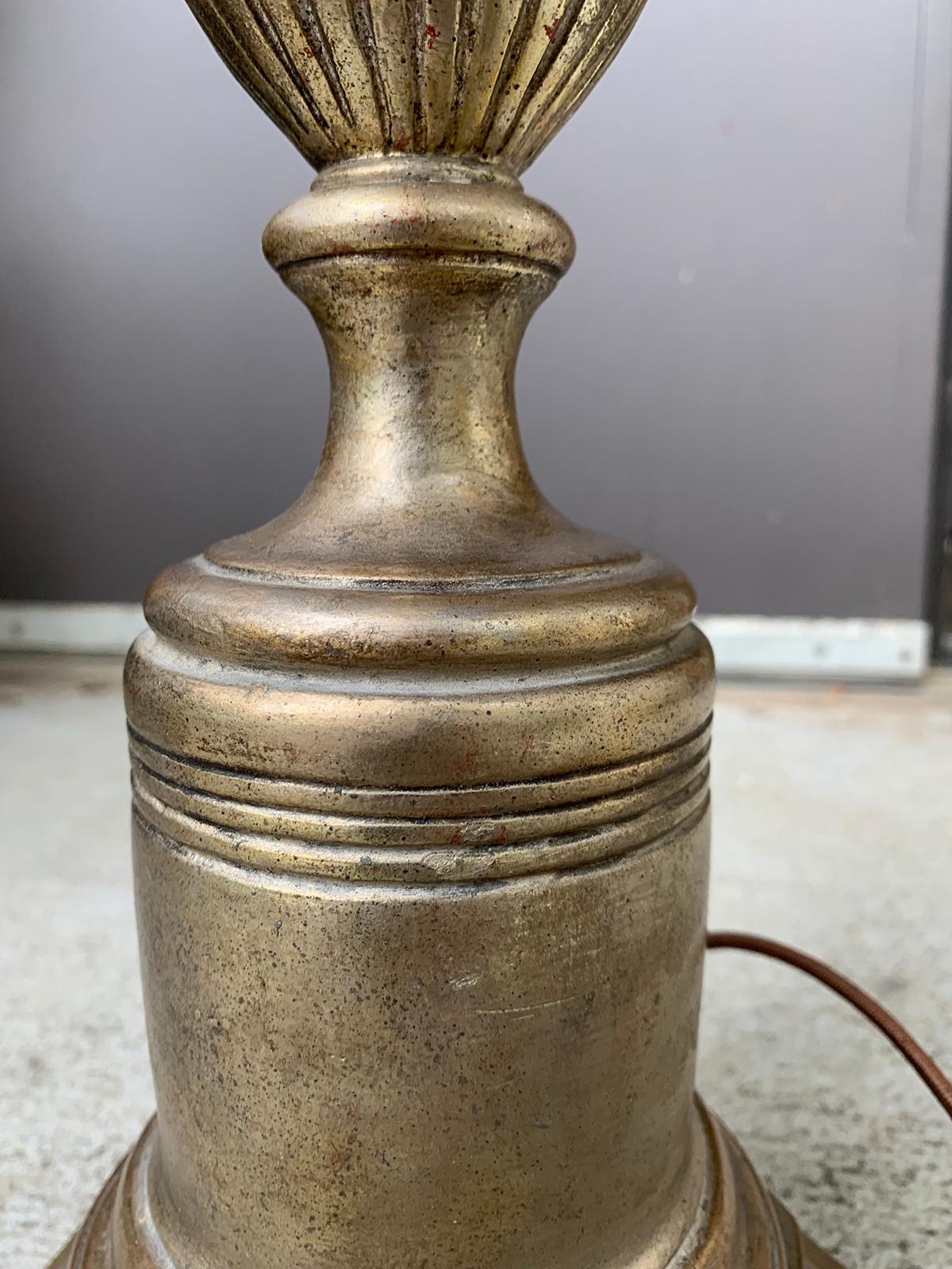 Mid-20th Century Silver Gilt Urn Lamp on Octagonal Custom Base For Sale 7