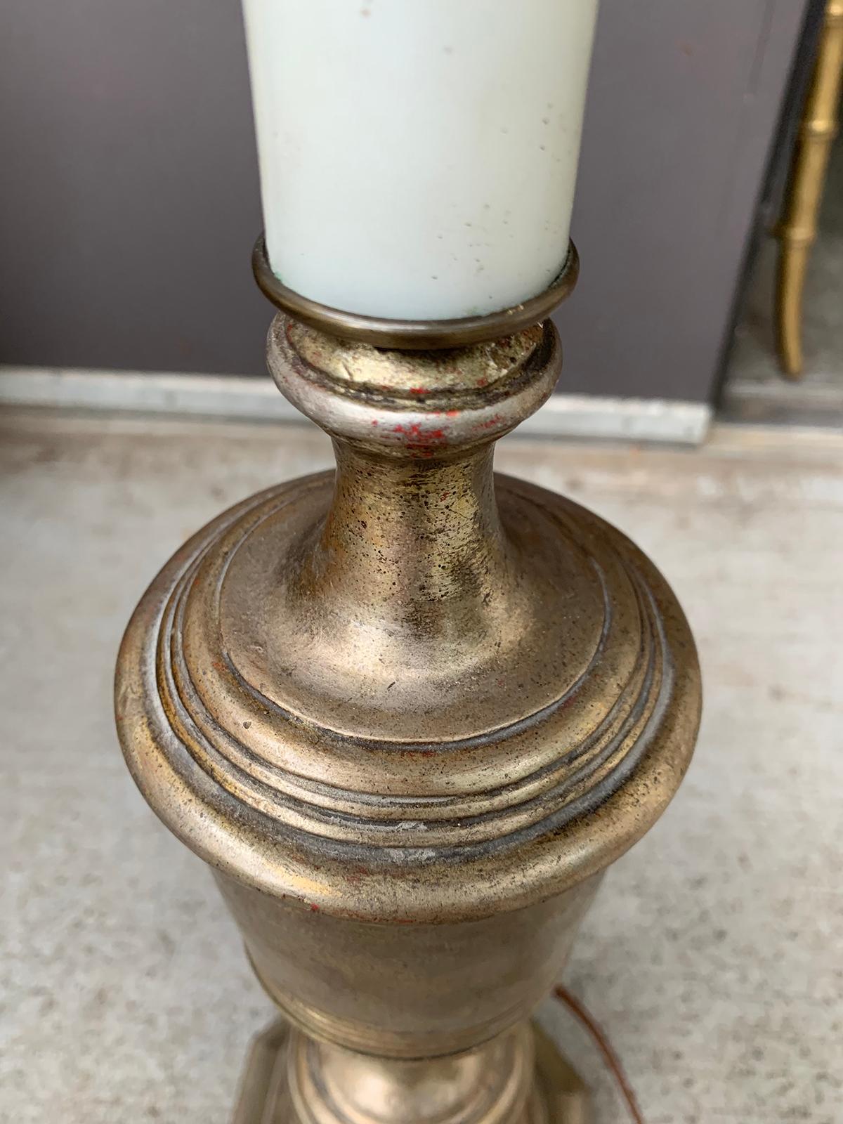Mid-20th Century Silver Gilt Urn Lamp on Octagonal Custom Base For Sale 3