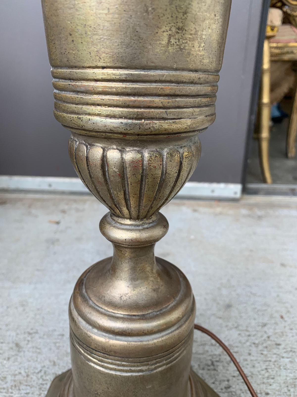 Mid-20th Century Silver Gilt Urn Lamp on Octagonal Custom Base For Sale 4
