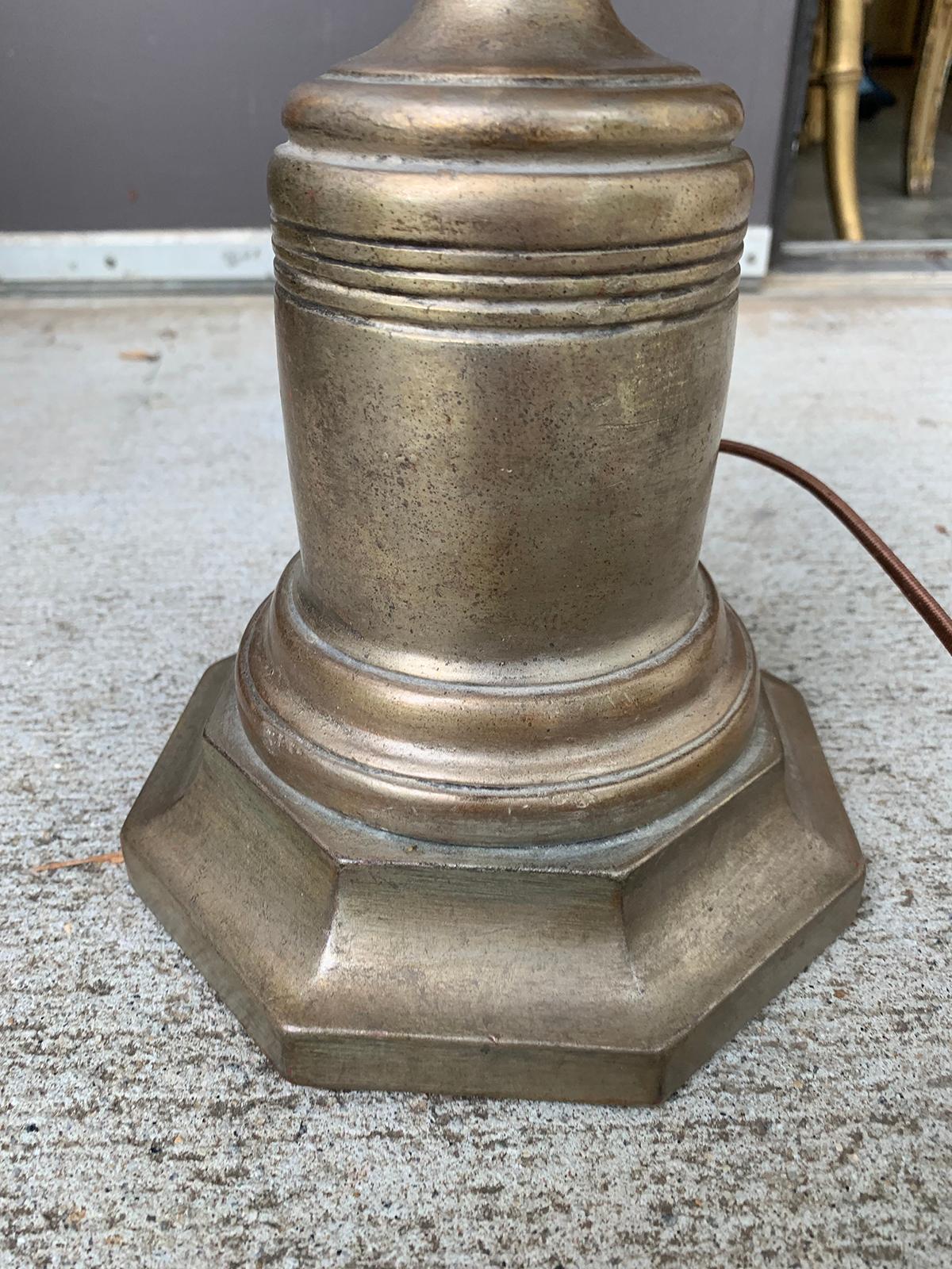 Mid-20th Century Silver Gilt Urn Lamp on Octagonal Custom Base For Sale 5