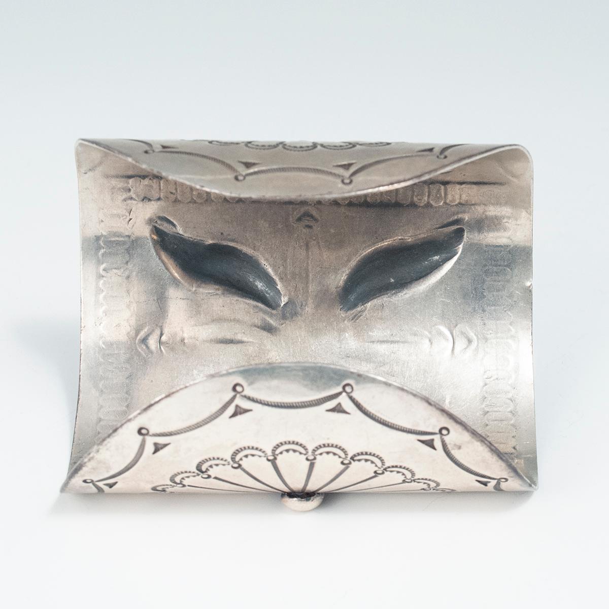 Native American Mid-20th Century Silver Ketoh Bow Guard Cuff by a Navajo Jeweler