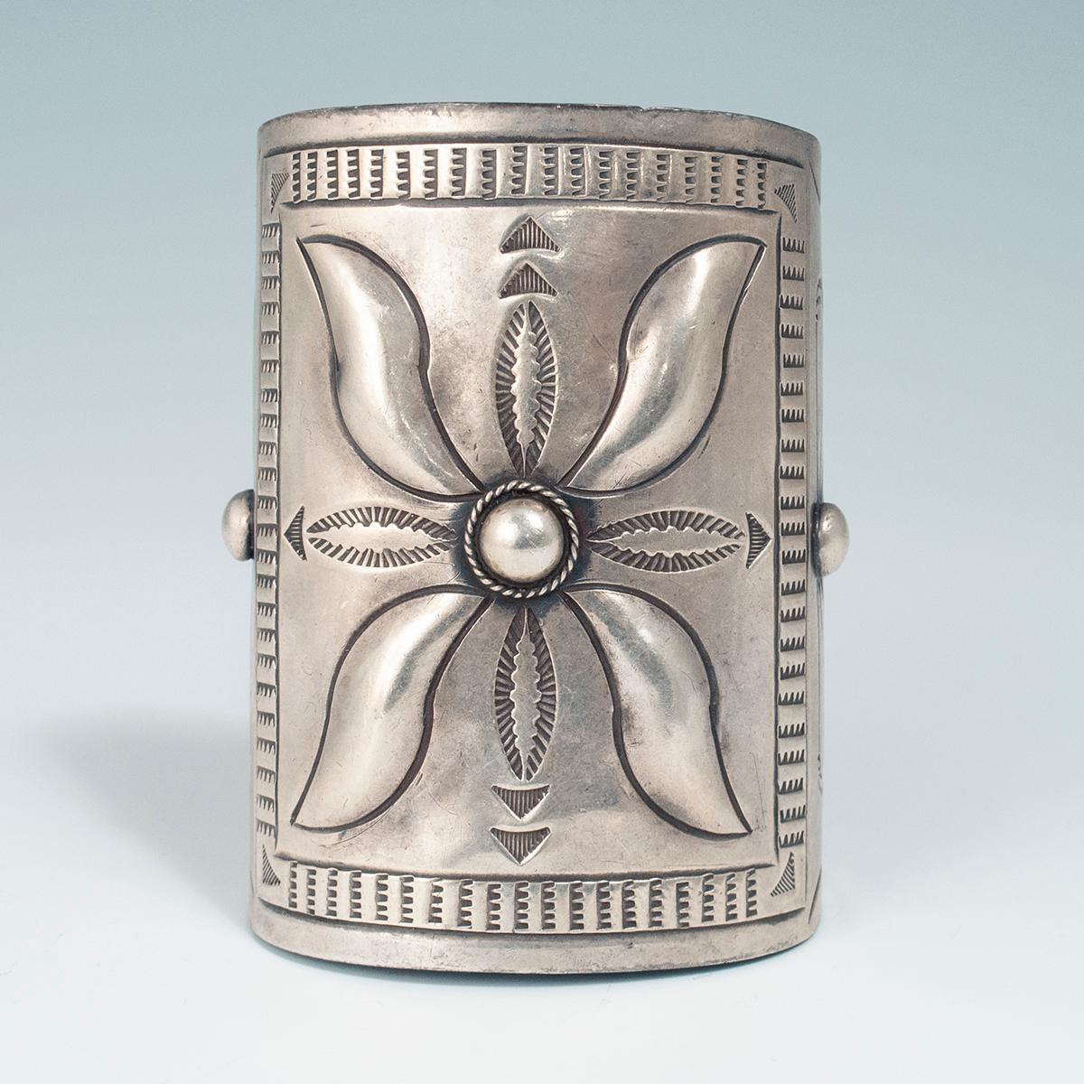 Hand-Crafted Mid-20th Century Silver Ketoh Bow Guard Cuff by a Navajo Jeweler