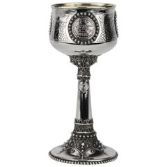 Vintage Mid-20th Century Silver Kiddush Goblet by Bezalel School Jerusalem