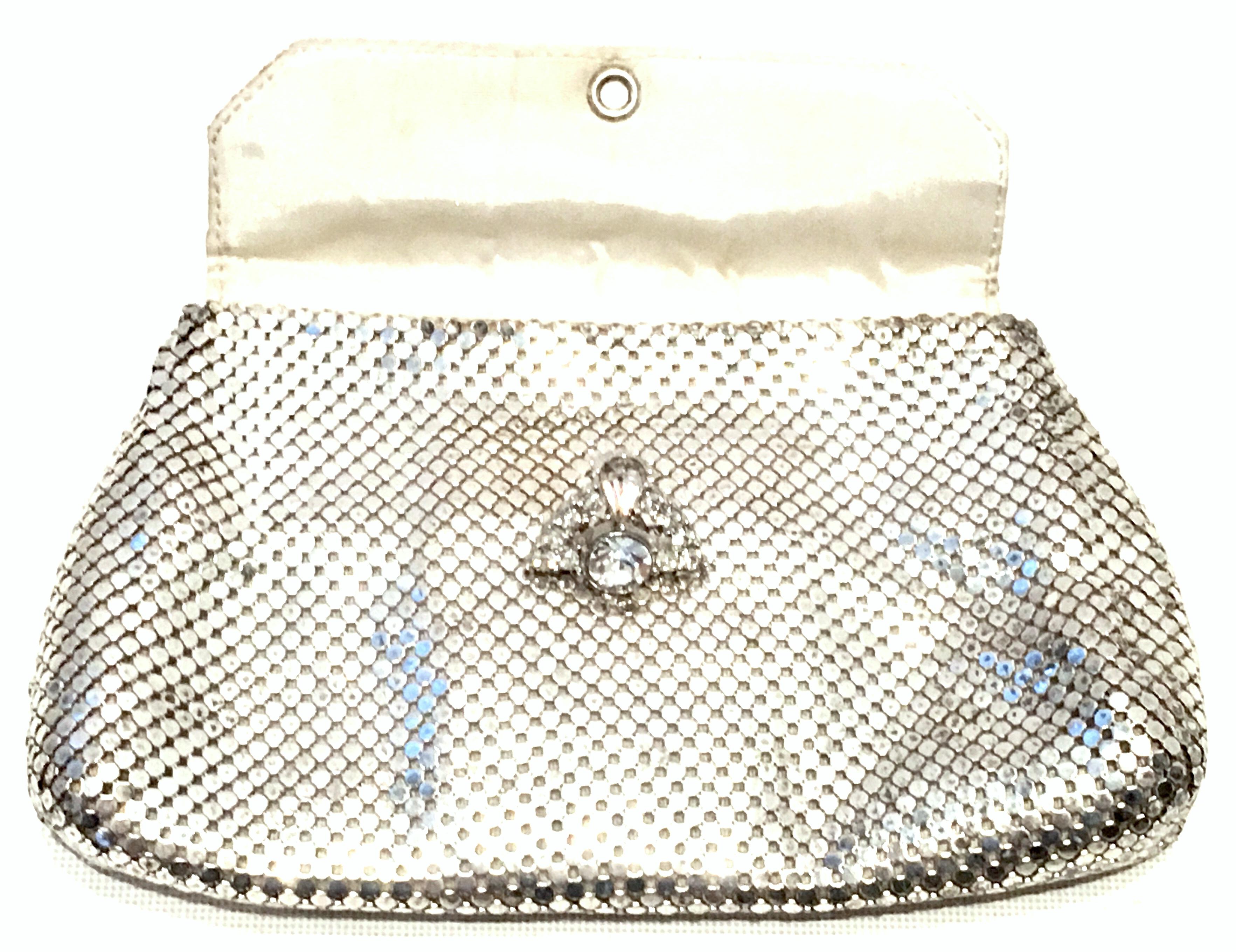 Beige Mid-20th Century Silver Mesh & Austrian Crystal Evening Bag By, Whiting & Davis