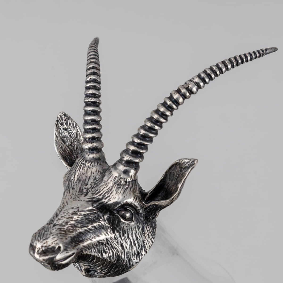 Mid 20th Century Silver Plate Boar Head & Glass Jug With Cups By Valenti c.1970 6