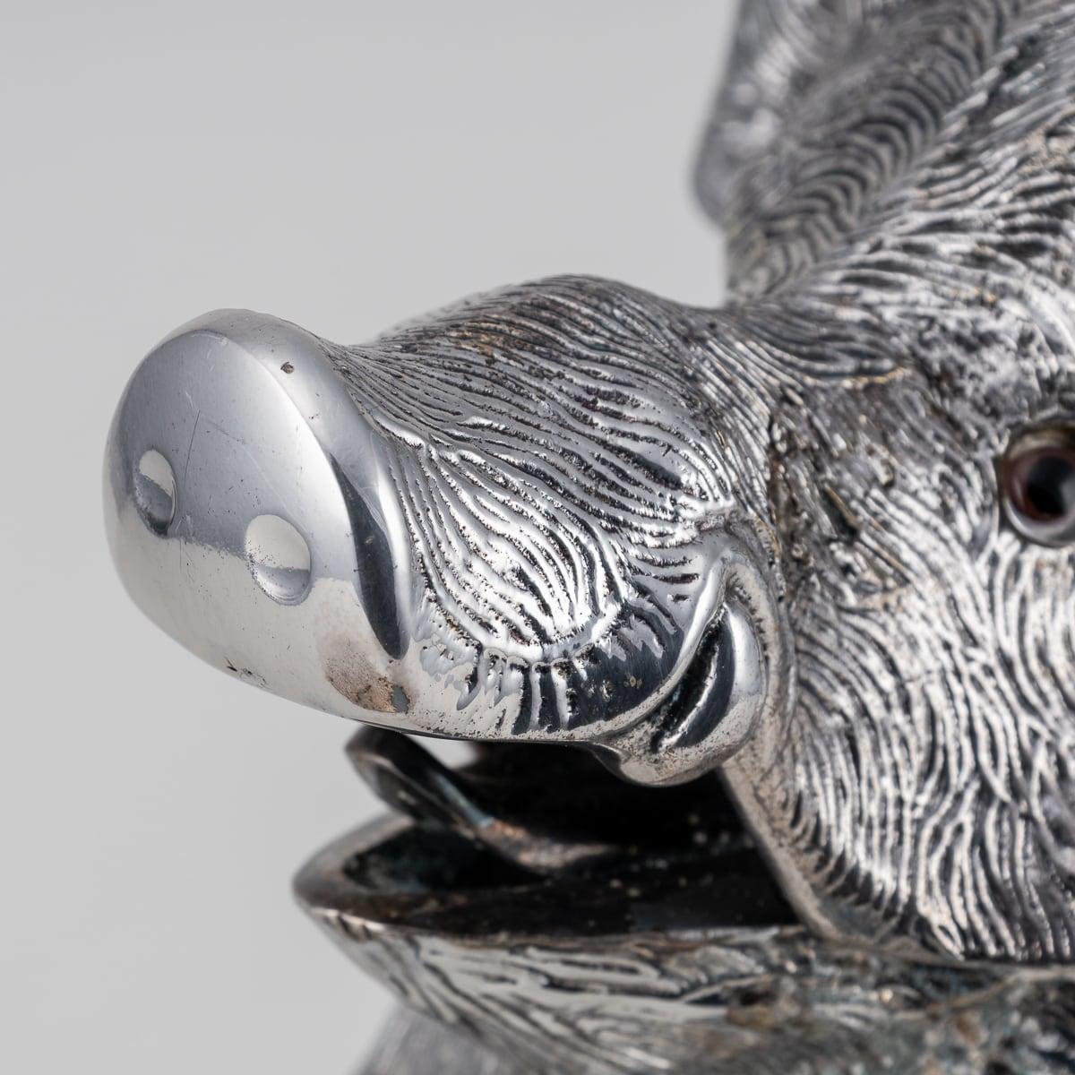 Mid 20th Century Silver Plate Boar Head & Glass Jug With Cups By Valenti c.1970 12