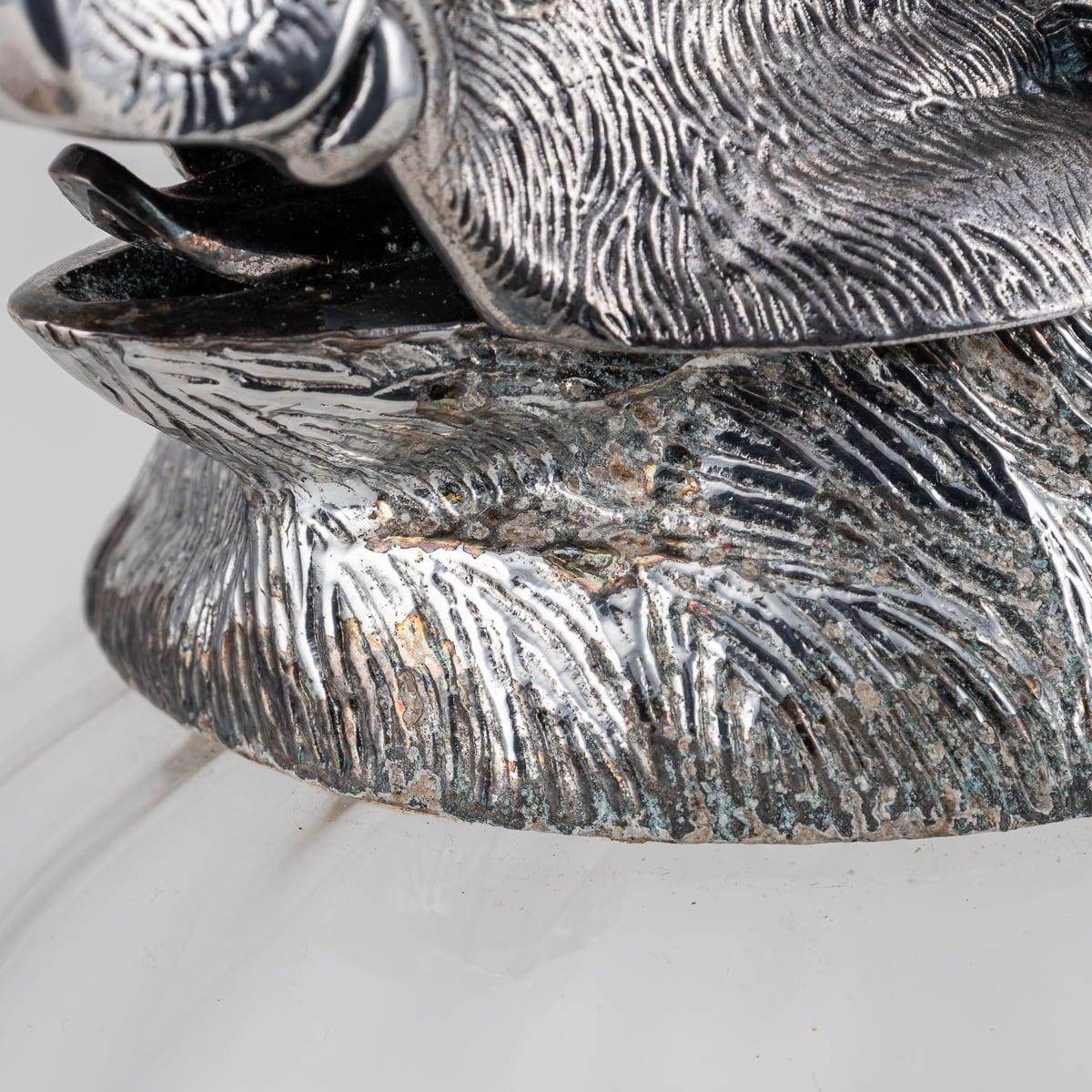 Mid 20th Century Silver Plate Boar Head & Glass Jug With Cups By Valenti c.1970 13
