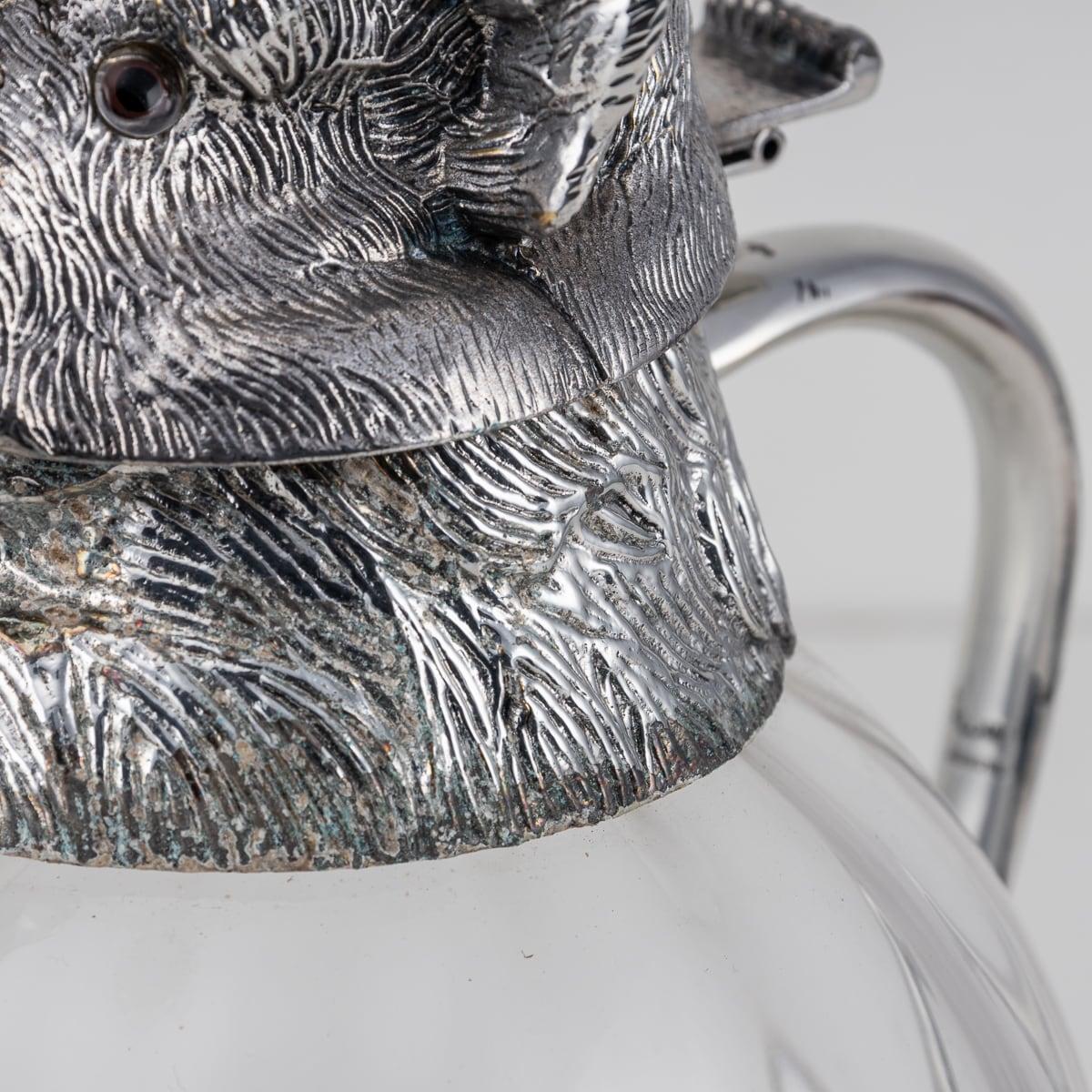 Mid 20th Century Silver Plate Boar Head & Glass Jug With Cups By Valenti c.1970 14
