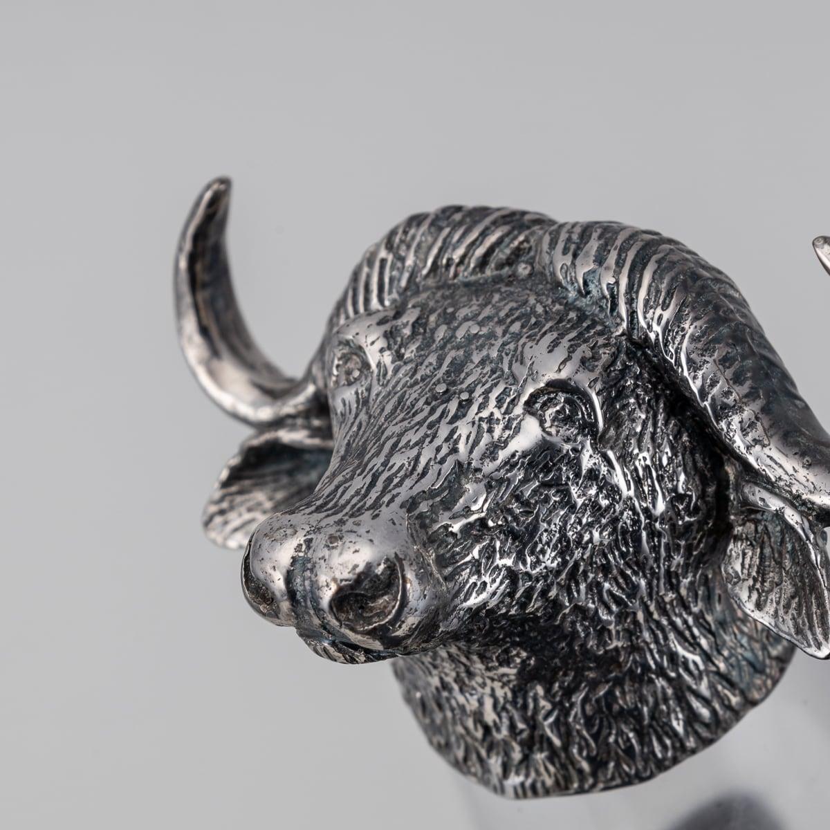 Mid 20th Century Silver Plate Boar Head & Glass Jug With Cups By Valenti c.1970 4