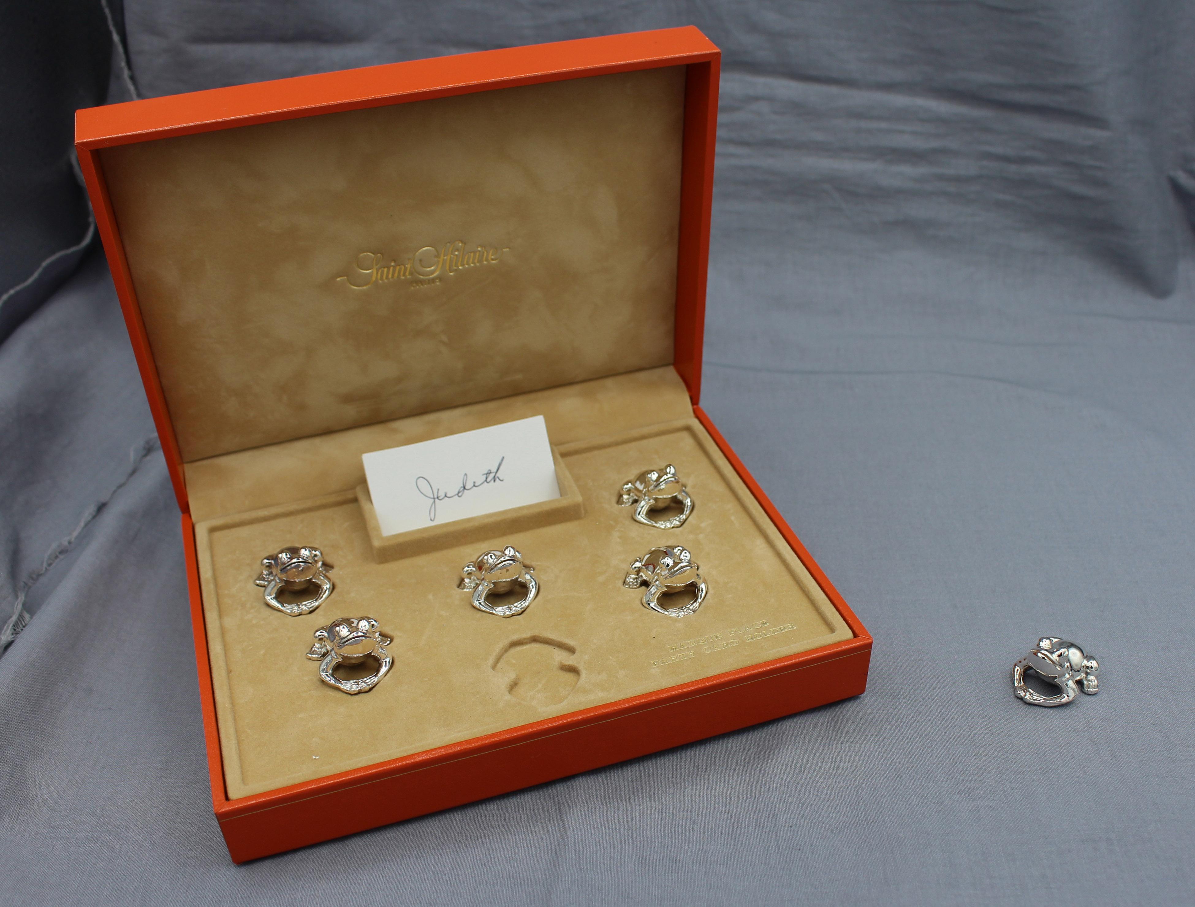 Mid-Century Modern Mid 20th Century Silver Plated Frog Place Card Holders Set of 12
