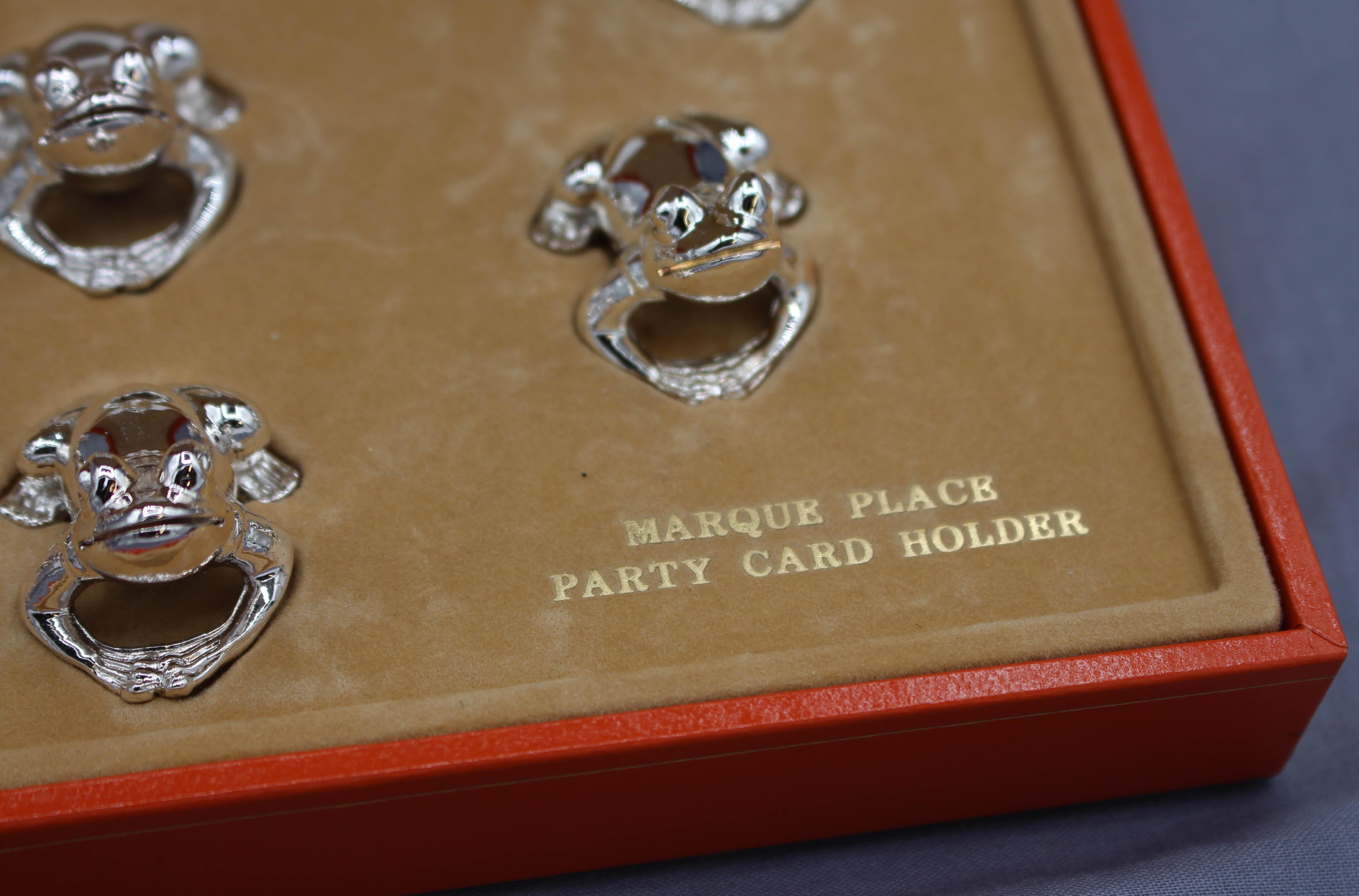 Mid 20th Century Silver Plated Frog Place Card Holders Set of 12 In Good Condition In Chapel Hill, NC