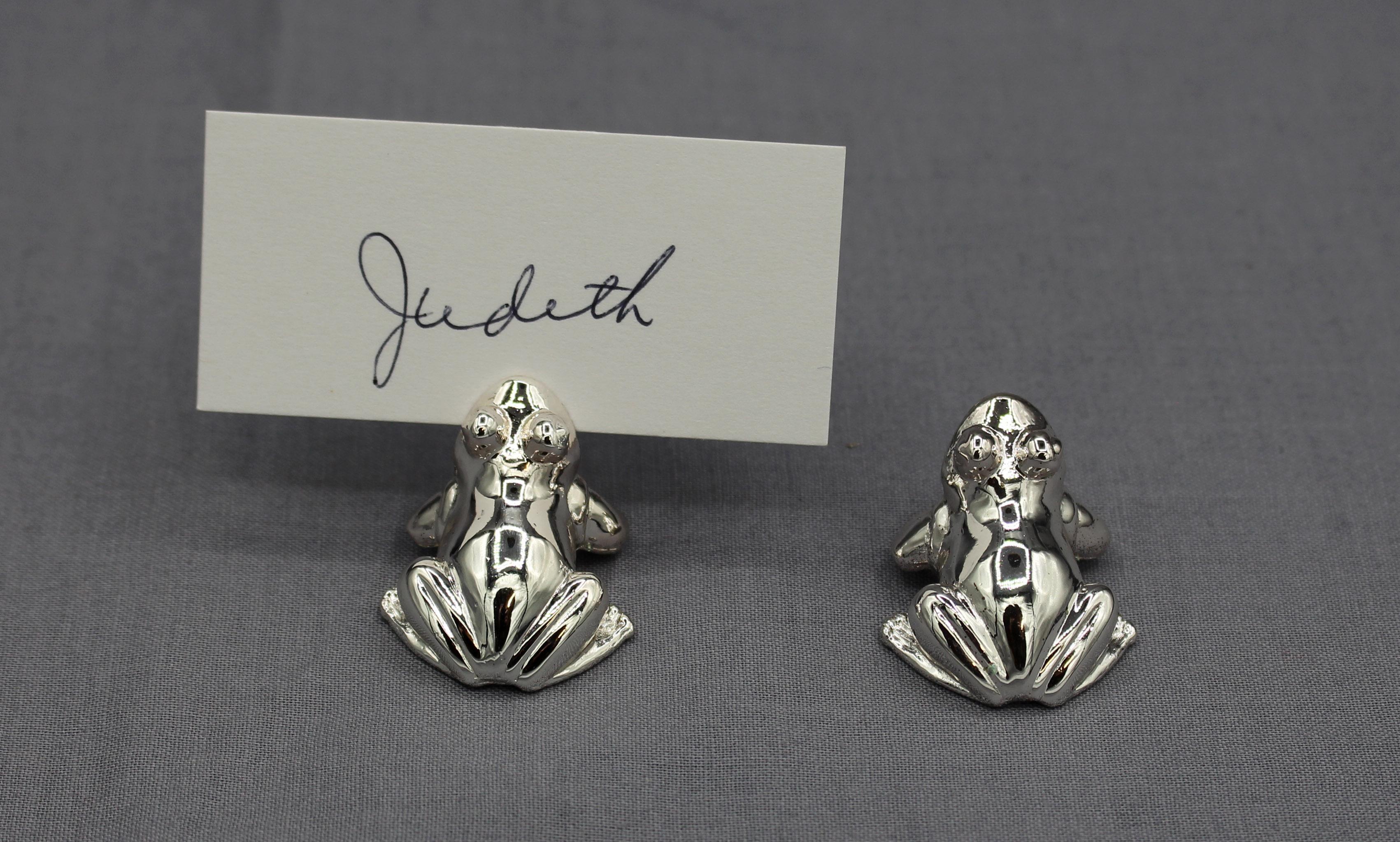 Mid 20th Century Silver Plated Frog Place Card Holders Set of 12 2