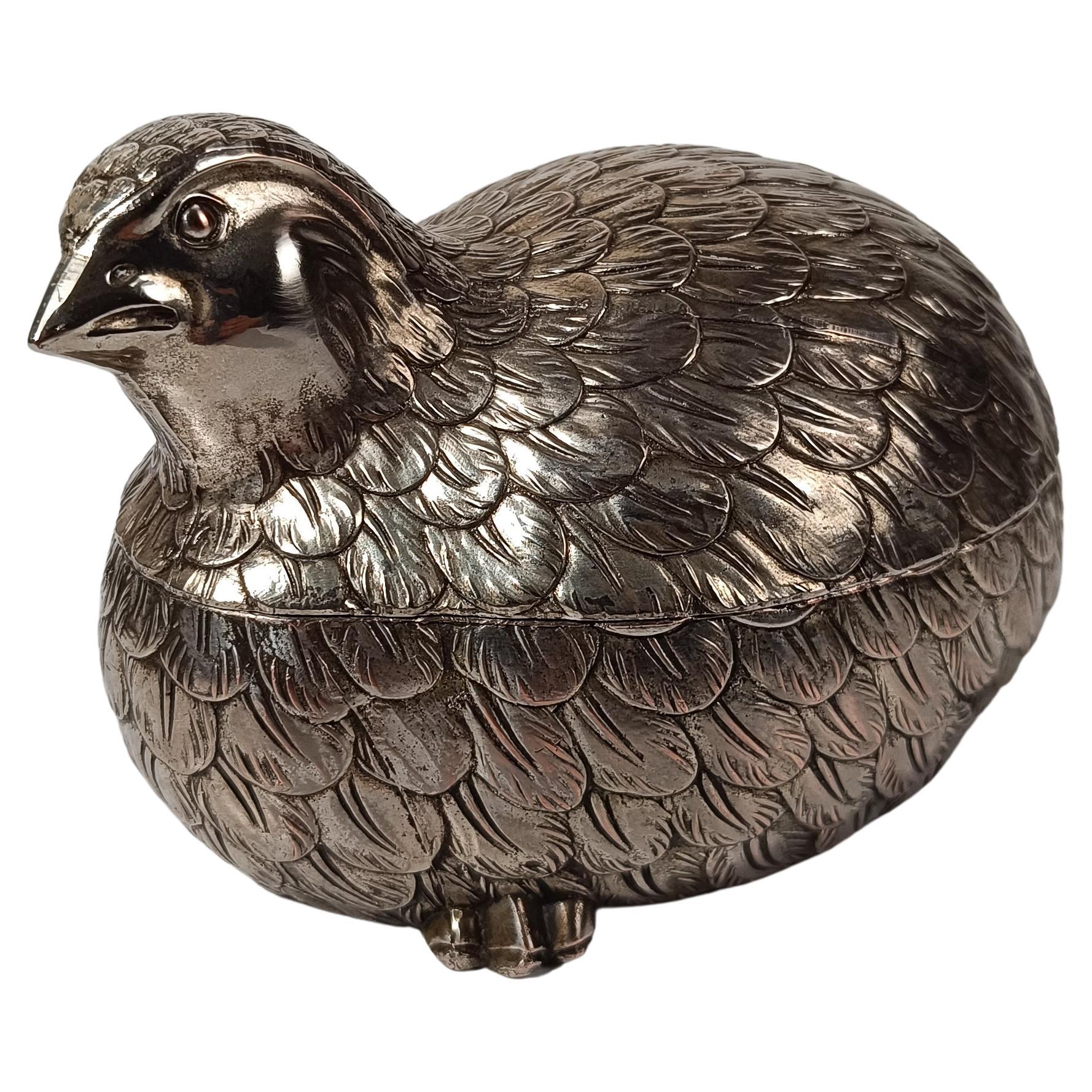 Mid 20th Century Silver Plated Quail-Shaped Boxin the style of Mauro Manetti