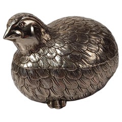 Vintage Mid 20th Century Silver Plated Quail-Shaped Boxin the style of Mauro Manetti