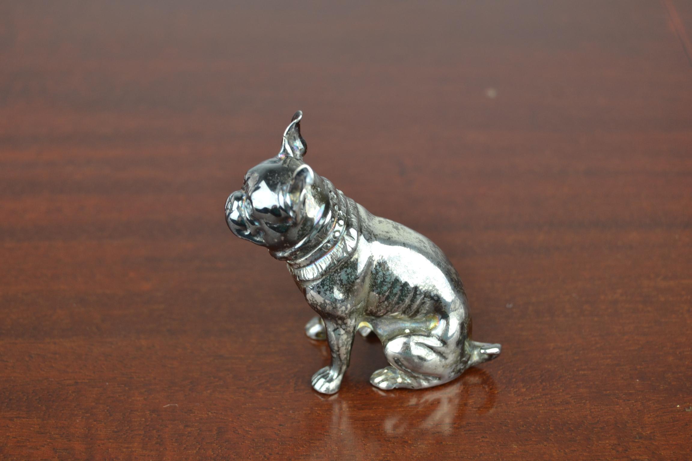 Mid-20th Century Silver Seated French Bulldog Figurine 5