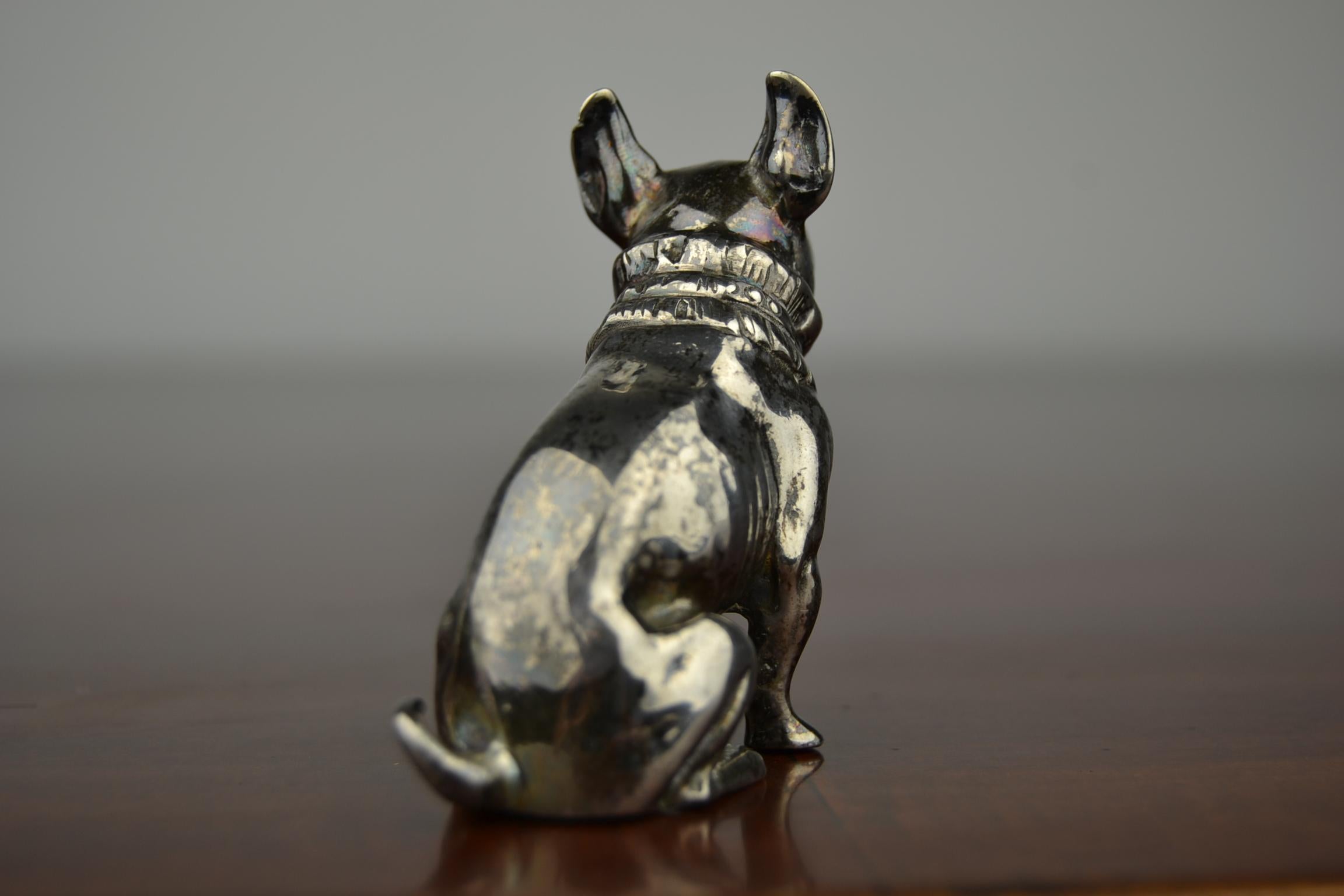 Mid-20th Century Silver Seated French Bulldog Figurine In Good Condition In Antwerp, BE