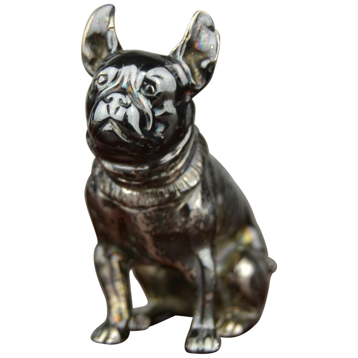 Mid-20th Century Silver Seated French Bulldog Figurine
