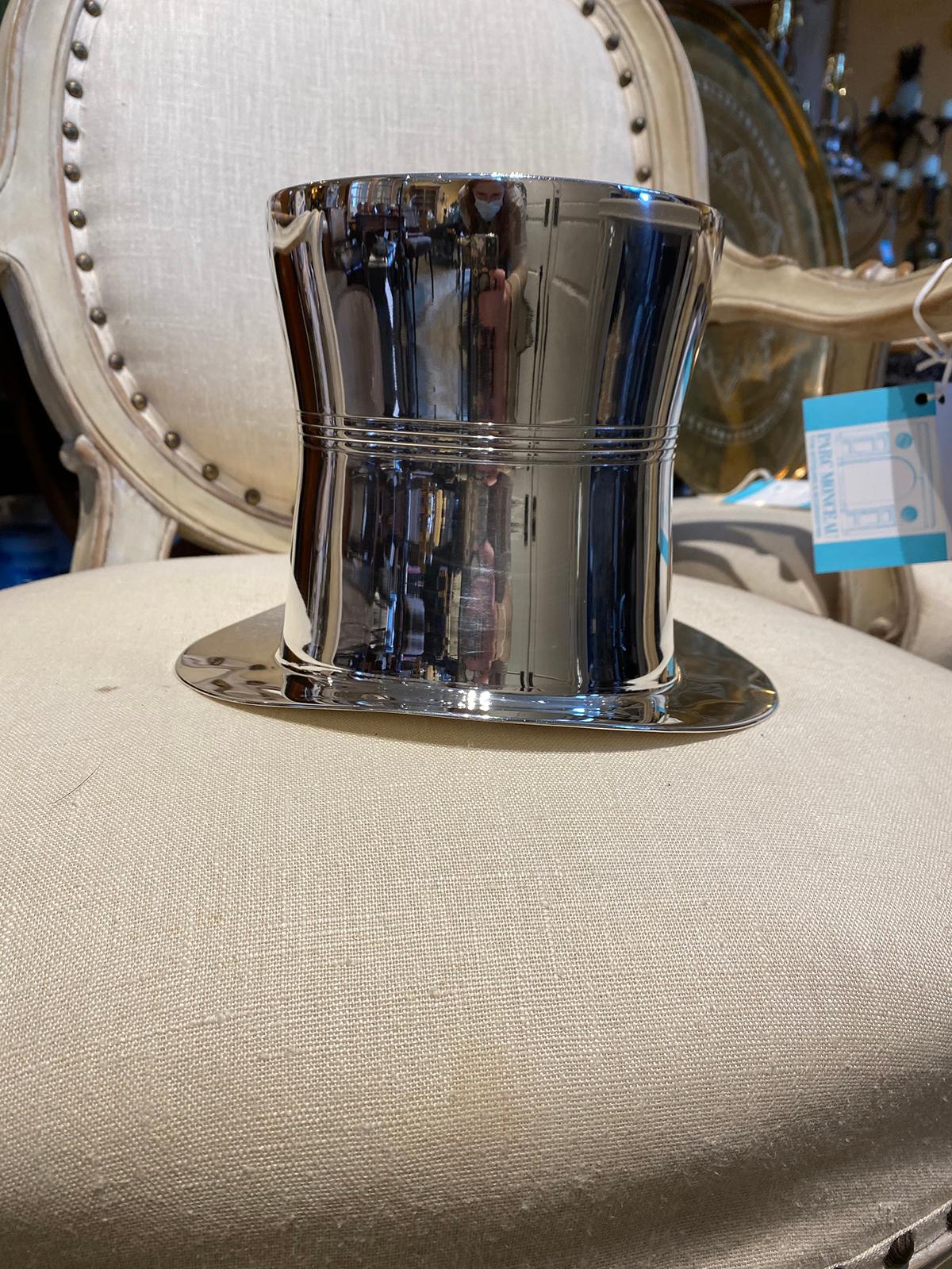 Mid-20th Century Silver Top Hat Champagne Bucket or Wine Cooler For Sale 6