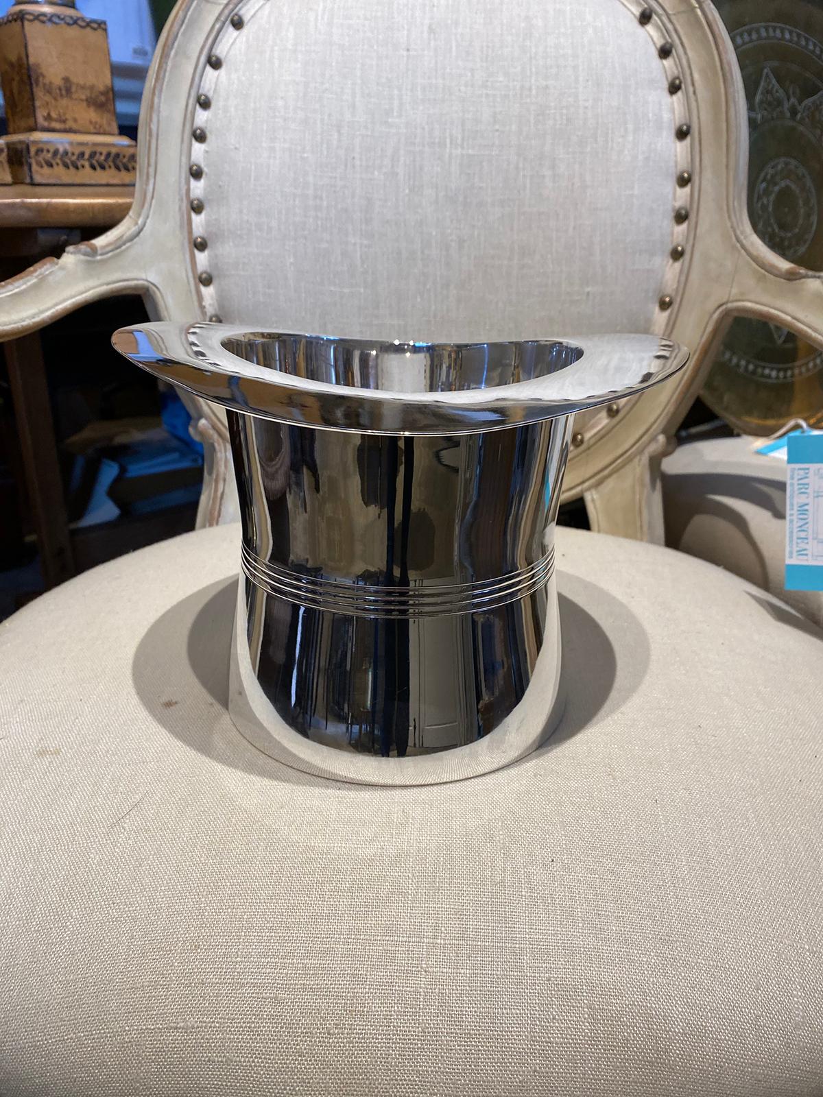 Mid-20th century silver top hat champagne bucket or wine cooler.