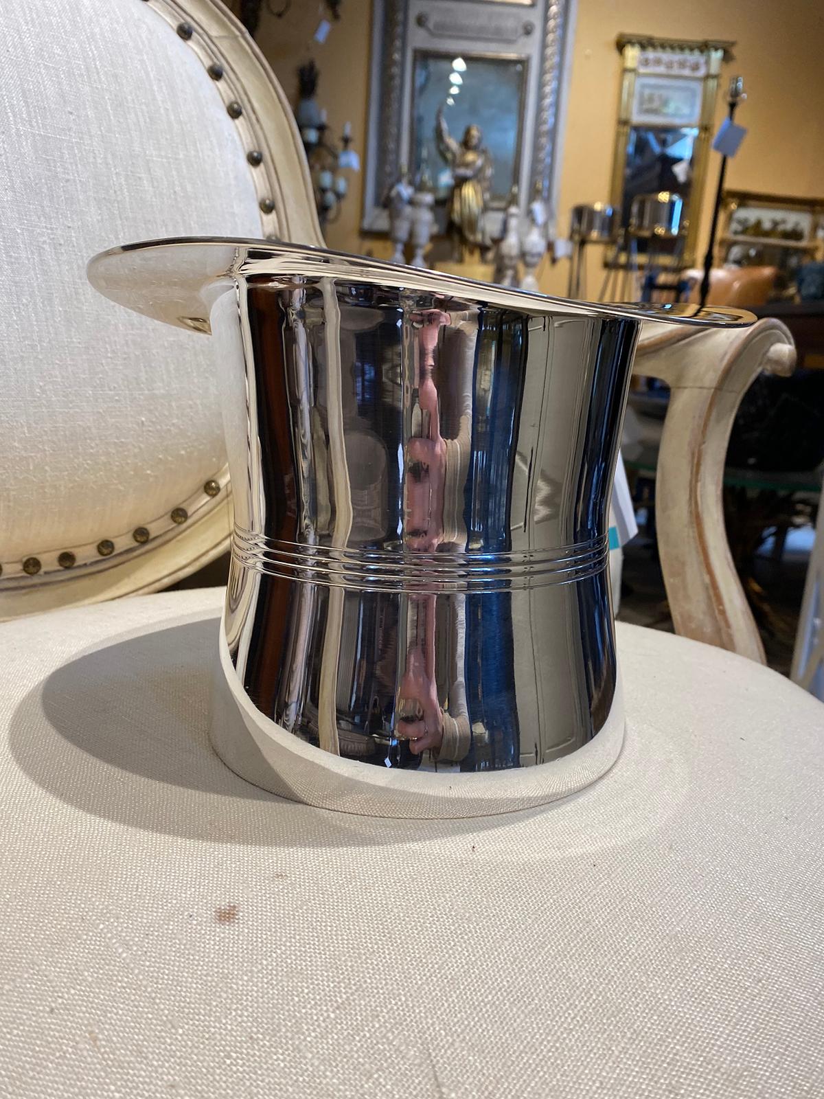 Mid-20th Century Silver Top Hat Champagne Bucket or Wine Cooler For Sale 2