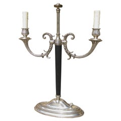 Mid-20th Century Silver Two-Arm Candelabra as Lamp