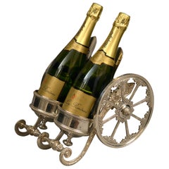 Mid-20th Century Silvered Champagne Bottle Carriage Mid-20th Century Silvered Champagne Bottle Carriage