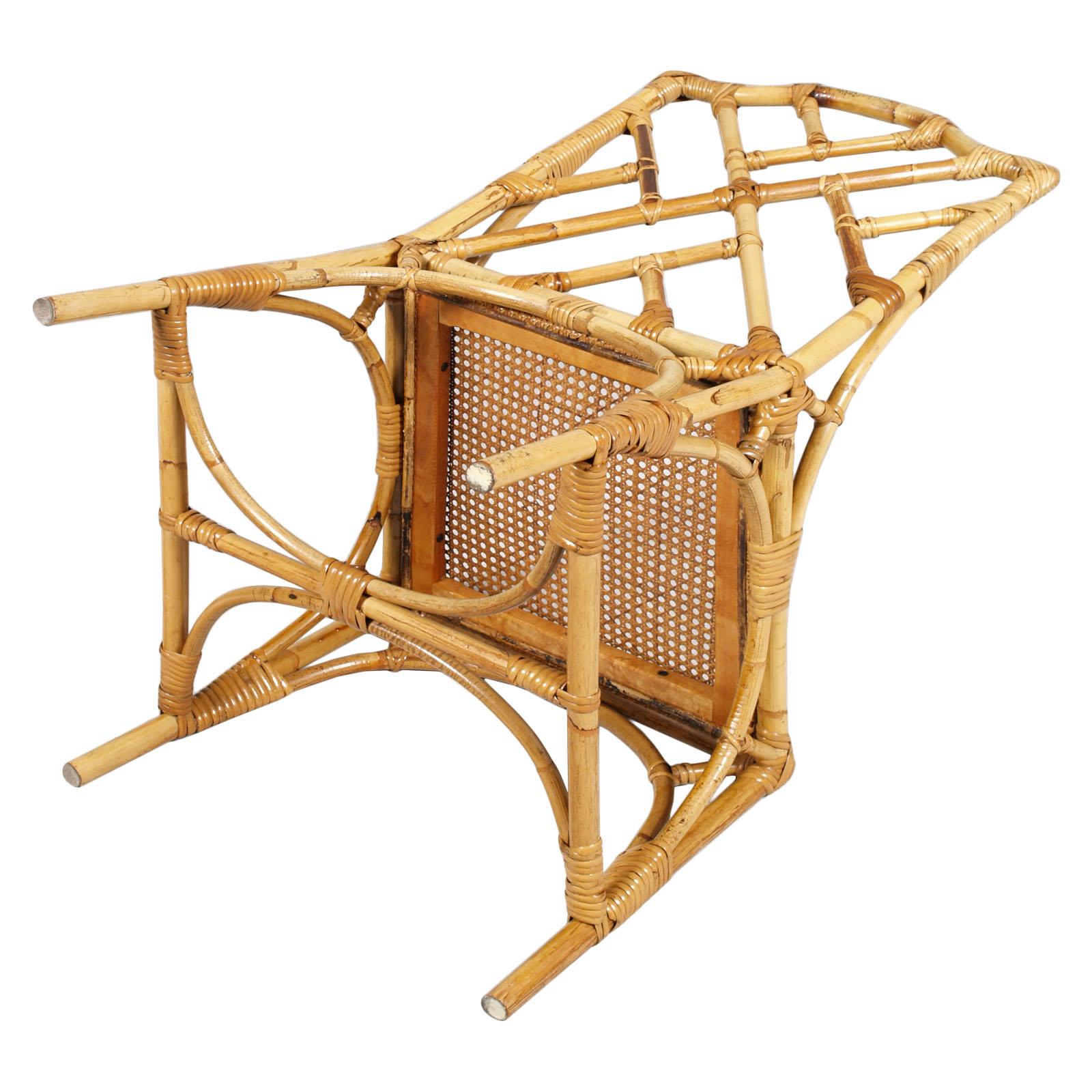 Mid-20th Century Six Rattan Bamboo Chinese Chippendale Style Chairs In Good Condition In Vigonza, Padua