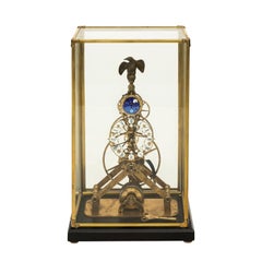 Mid 20th Century Skeleton Brass Clock